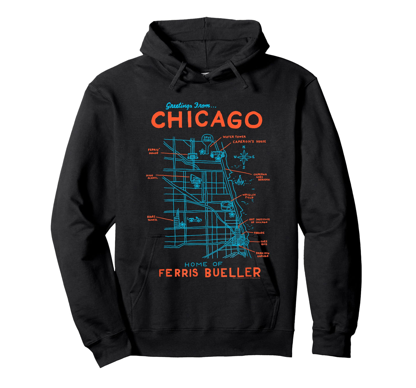 Ferris Bueller's Day Off Chicago Map Funny Movie T-Shirt