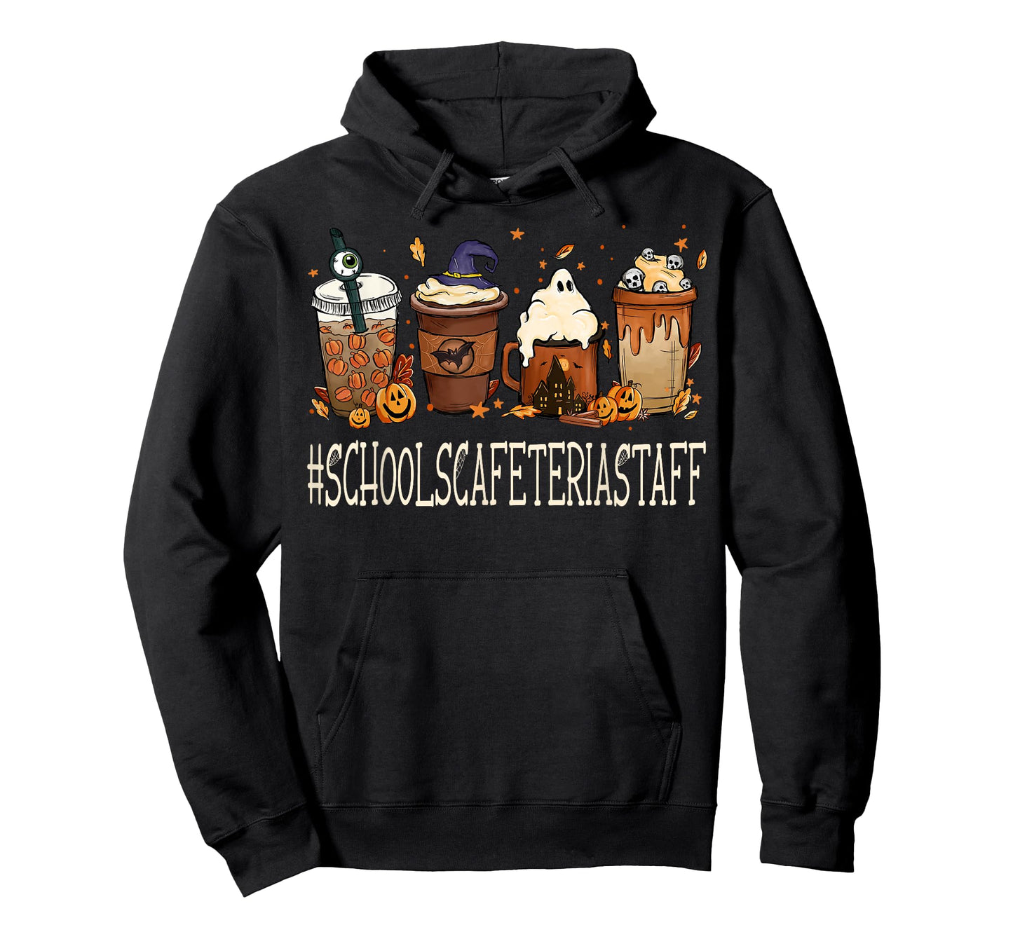 Schools Cafeteria Staff Horror Fall Coffee Halloween Pumpkin T-Shirt