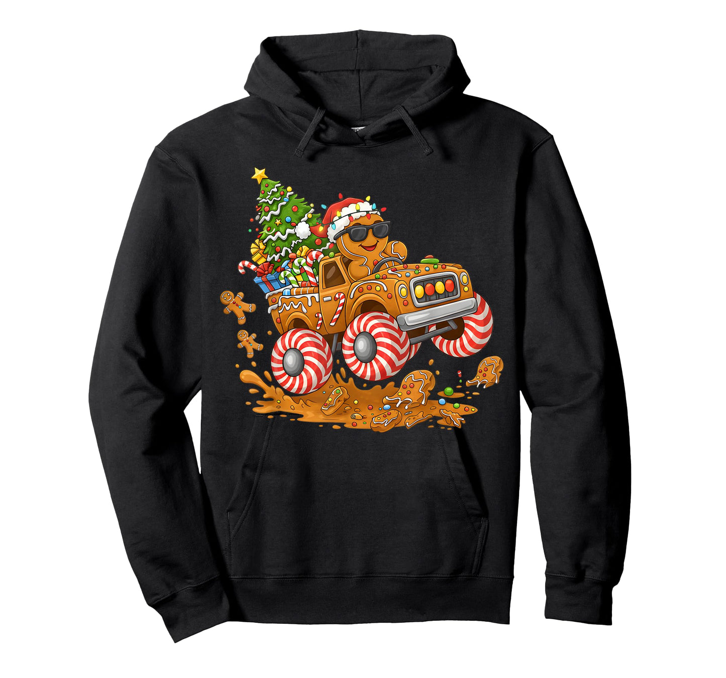 Monster Truck Gingerbread Man Funny Christmas Baking T-Shirt