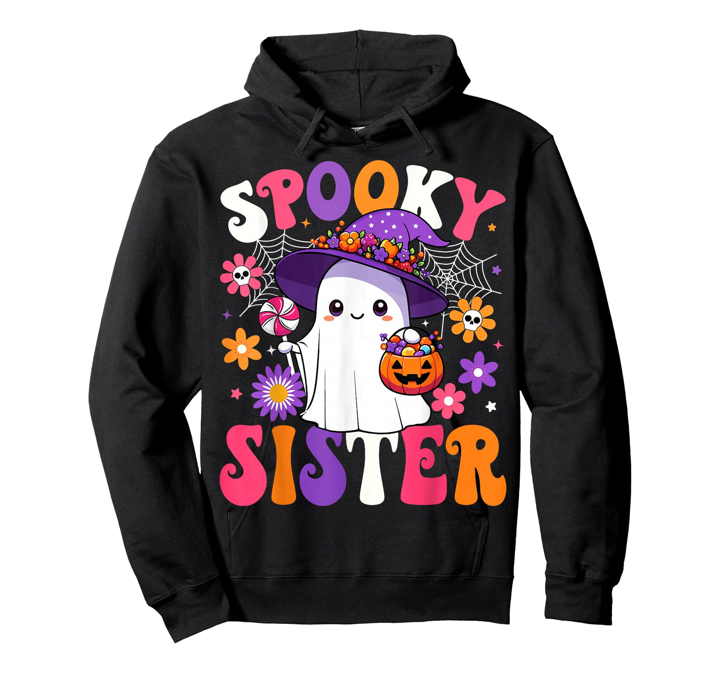 Groovy Spooky Sister Halloween Ghost Pumpkin Halloween Sis T-Shirt