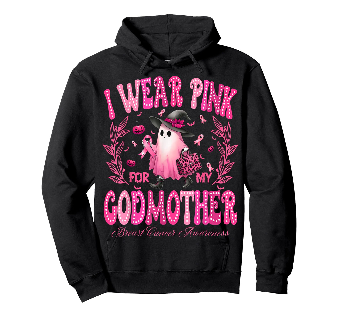 I Wear Pink For My GodMother Breast Cancer Boo Halloween T-Shirt