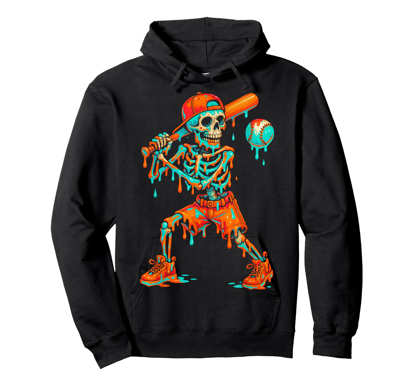 Halloween Baseball Skeleton Ice Cream Drip Baseball Boys Kid T-Shirt