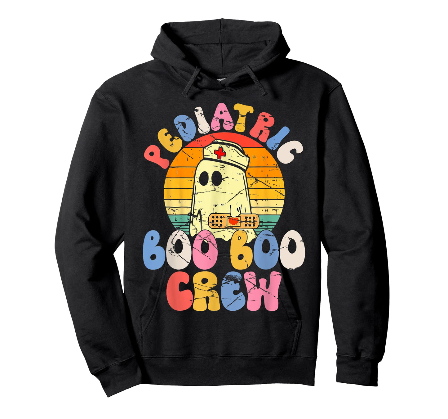 Groovy Ghost Halloween Pediatric RN Nurse Boo Boo Crew T-Shirt