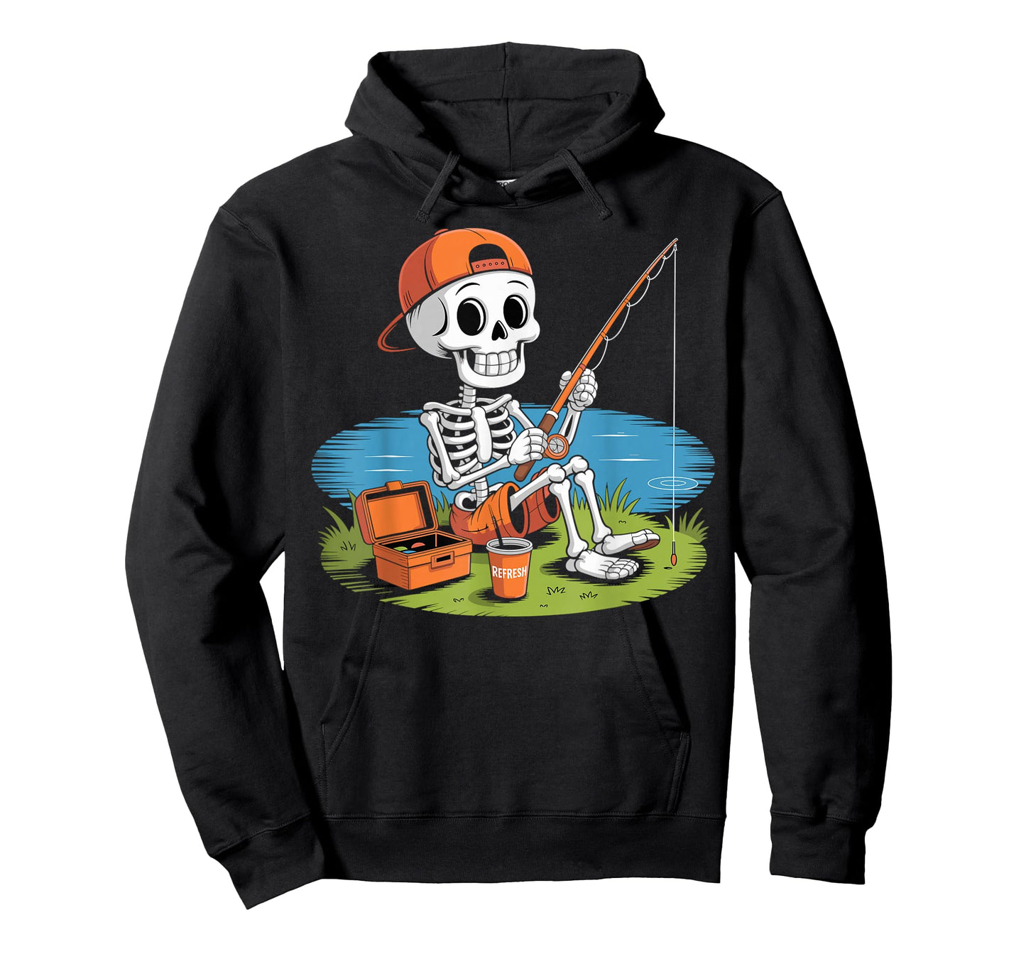 Skeleton Fishing Halloween Costume Funny Fishing Kids Boys T-Shirt