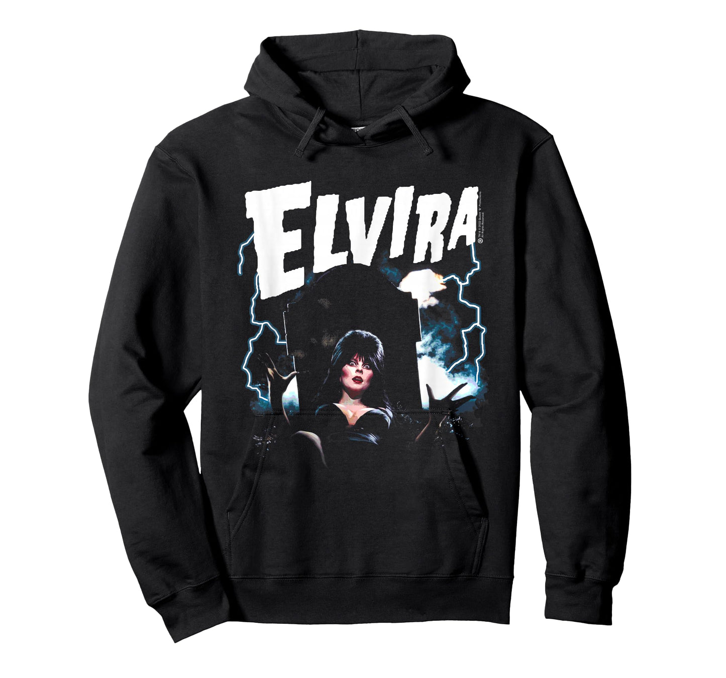 Elvira, Mistress of The Dark Grave and Lightning T-Shirt Small