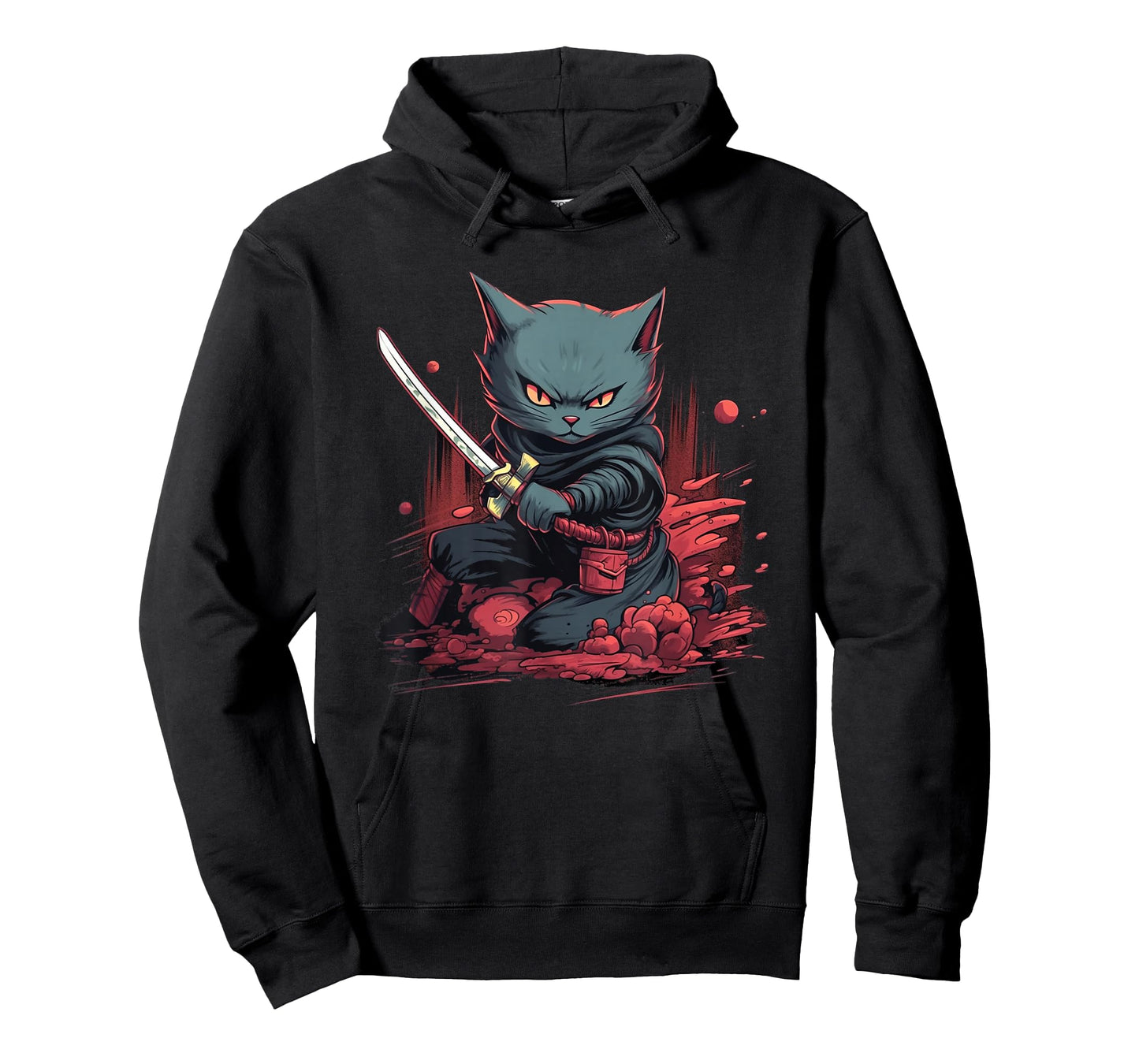 Vintage Japanese Samurai Ninja Cat Tattoo Kawaii T-Shirt