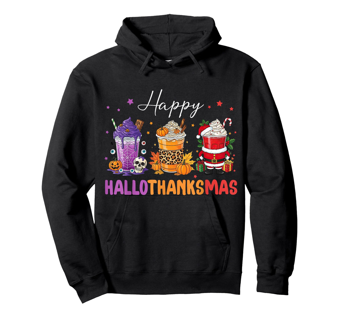 Happy HalloThanksMas Halloween Thanksgiving Christmas Coffee T-Shirt