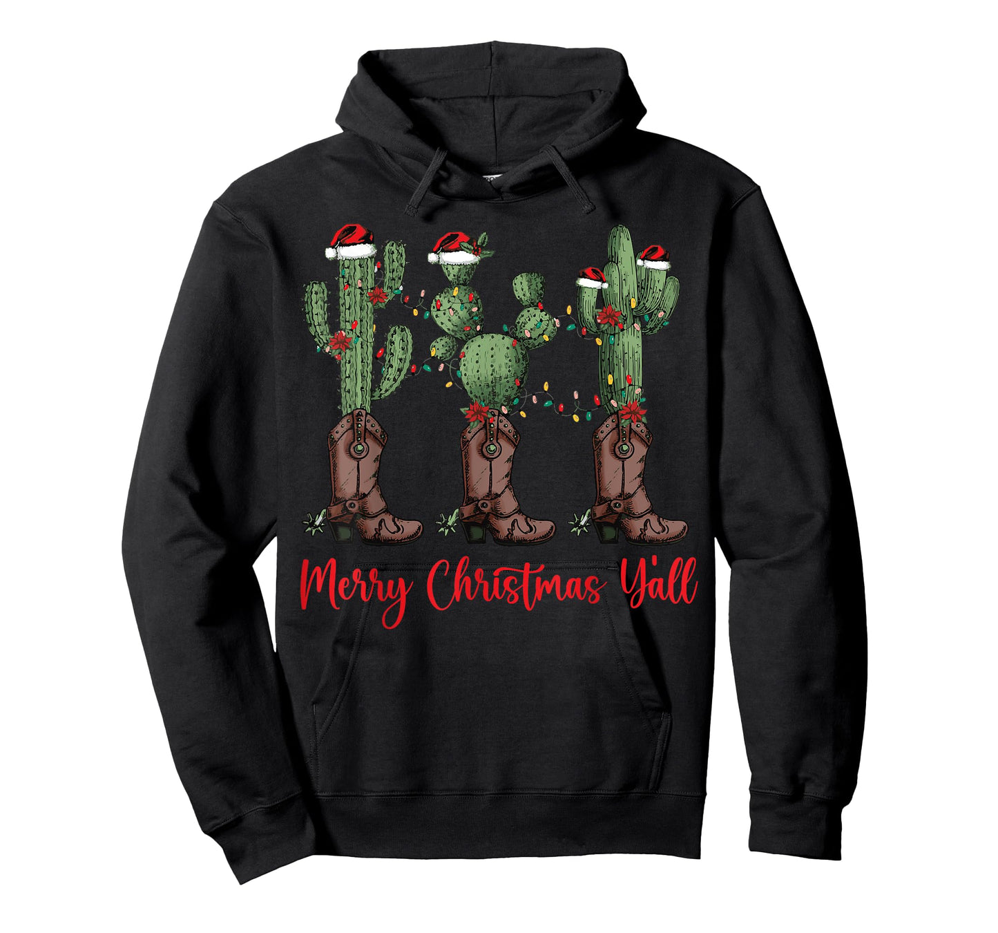 Merry Christmas Y'all Western Country Cowboy Boots Holiday T-Shirt