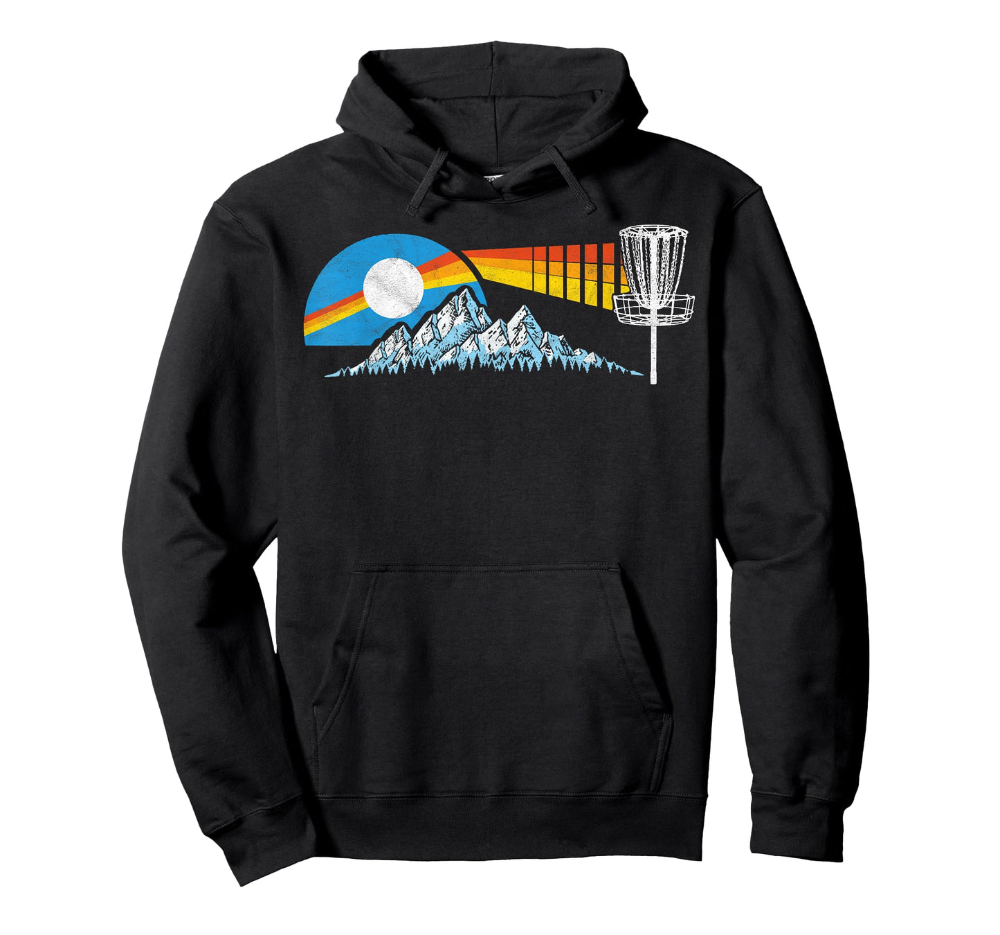Disc Golf Distressed Mountains & Sun 80s Vintage T-Shirt