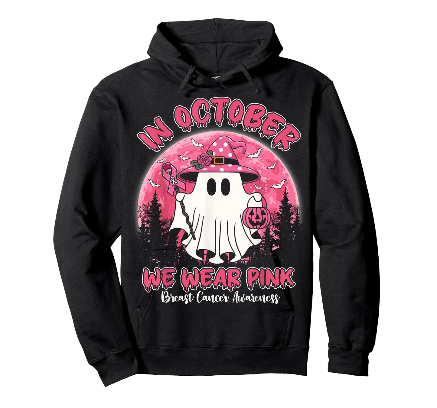 in October We Wear Pink Shirt Ghost Breast Cancer Awareness T-Shirt