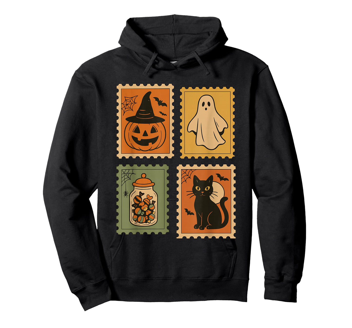 Retro Halloween Stamps, Pumpkin Ghost Black Cat Spooky T-Shirt