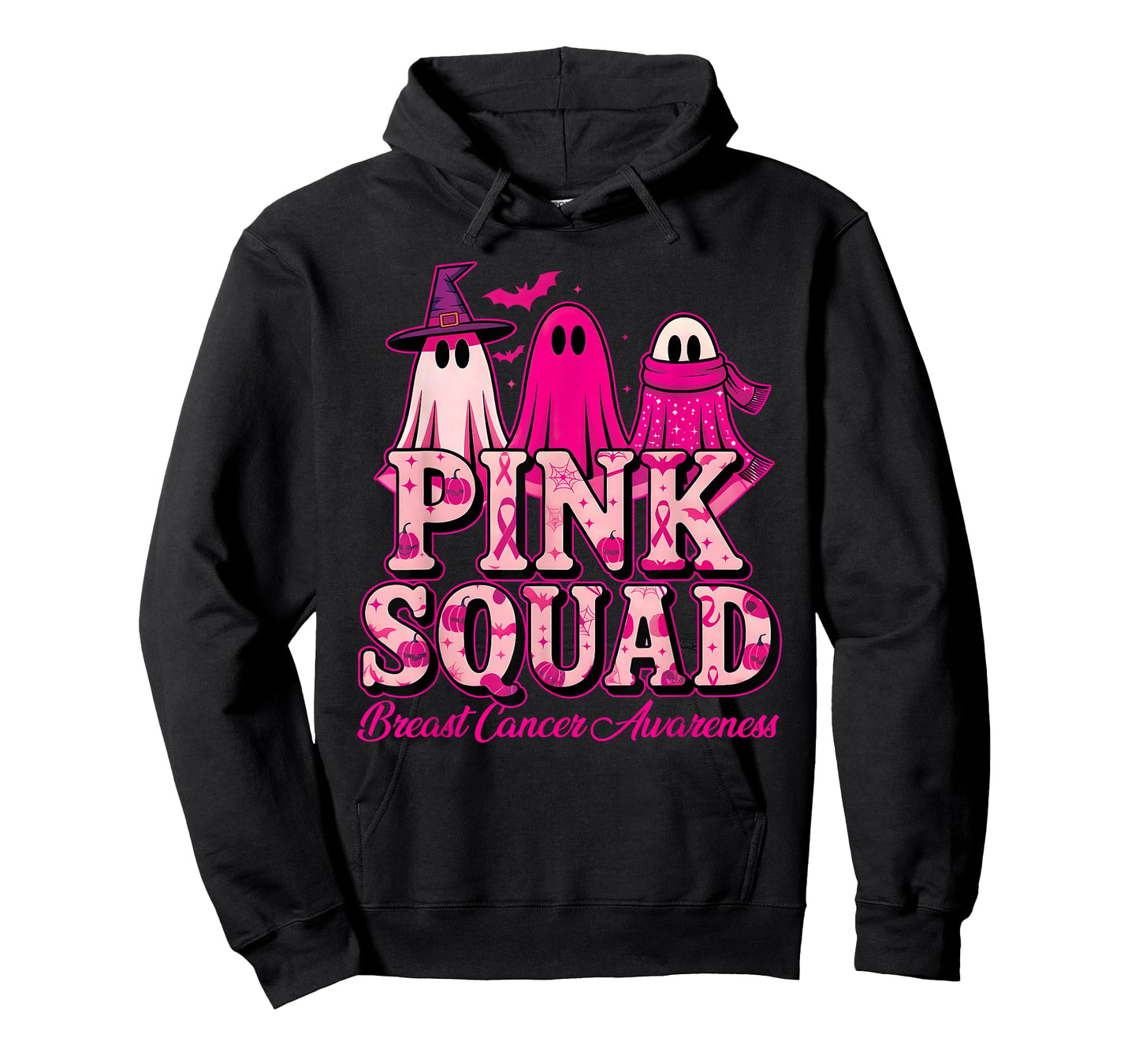 Spooky Pink Ghosts Squad Halloween Breast Cancer Awareness T-Shirt