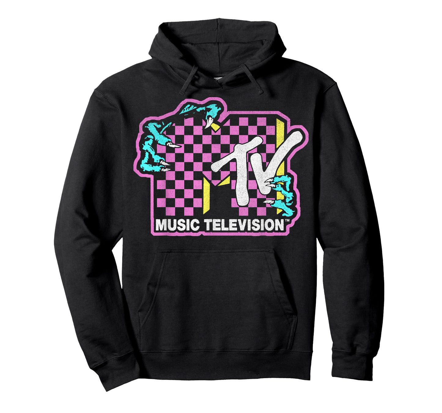 MTV Checkered Monster Hand Logo Graphic T-Shirt T-Shirt