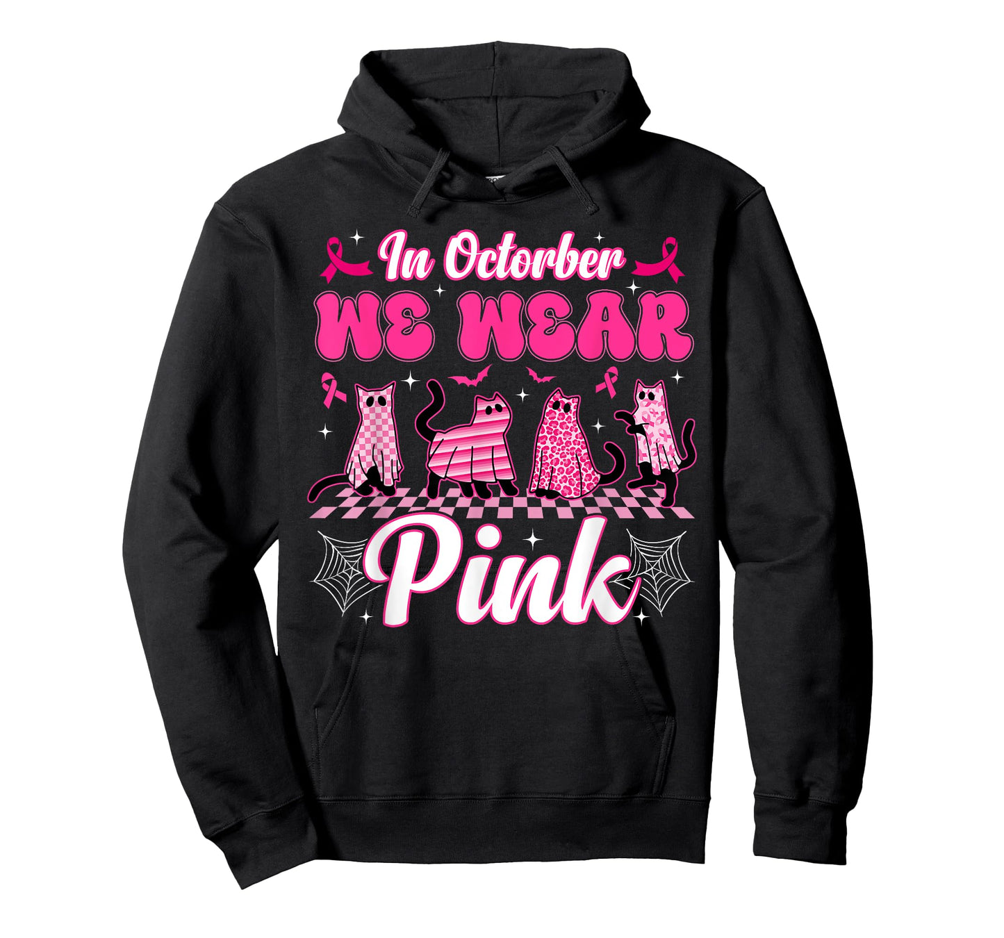 October We Wear Pink Cat Boo Ghost Breast Cancer Men Women T-Shirt