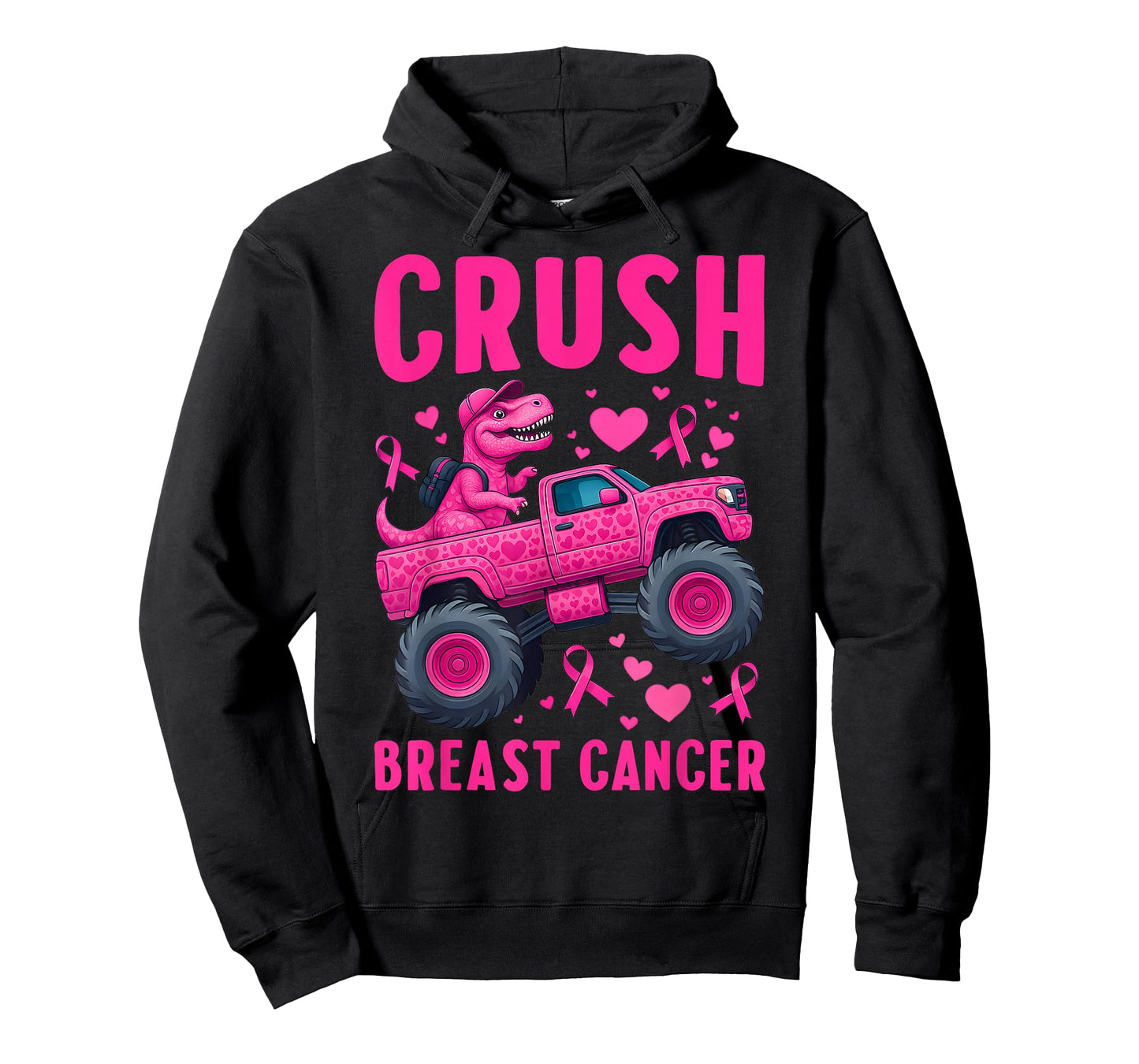 Crush Breast Cancer Awareness Monster Truck Toddler Boy Kids T-Shirt