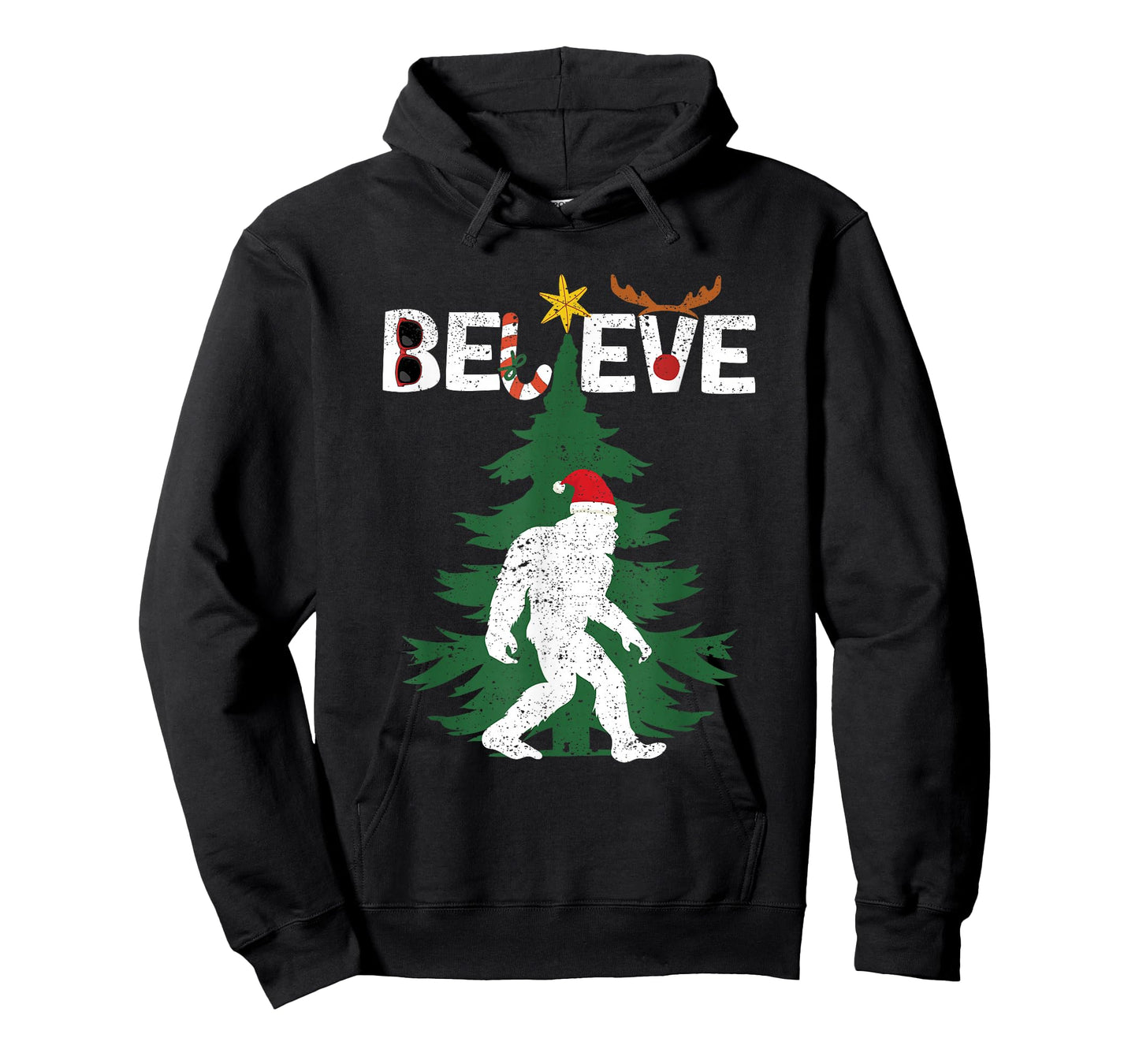 Believe Bigfoot Sasquatch Yeti Santa Hat Christmas Pajamas T-Shirt