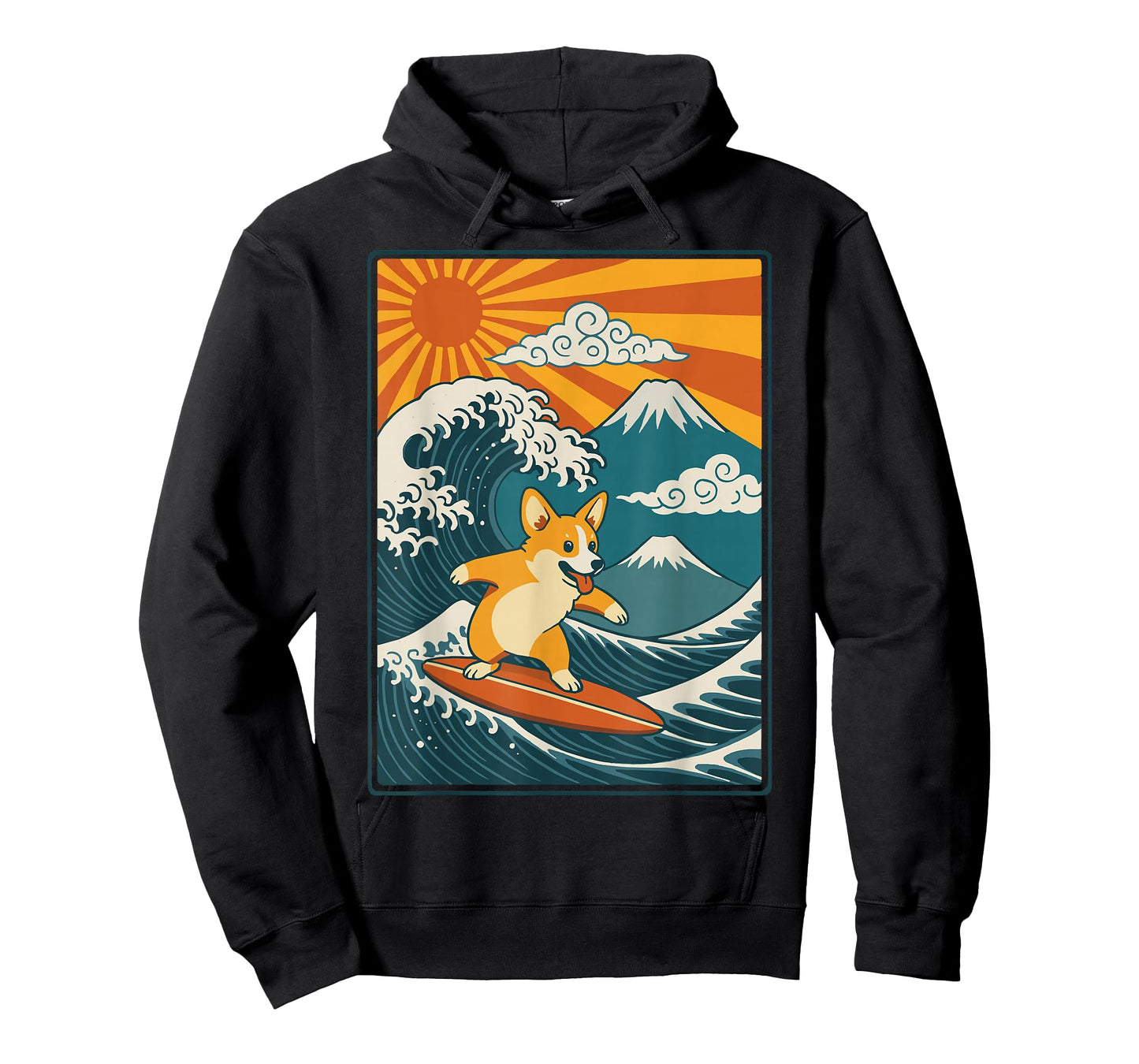 Corgi Surfing Japanese T-Shirt