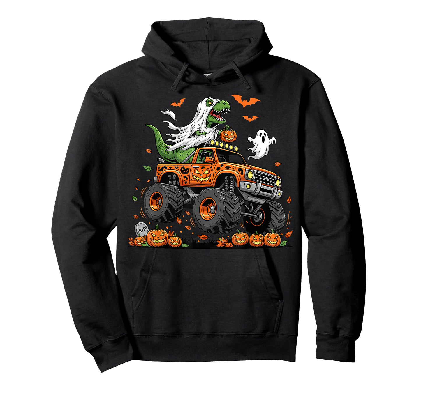 Dinosaur T-rex Riding Monster Truck Halloween Men Boy Kid T-Shirt
