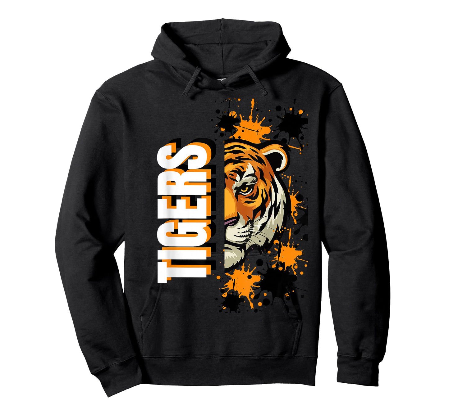 Tigers School Spirit Tiger Mascot Orange Black T-Shirt
