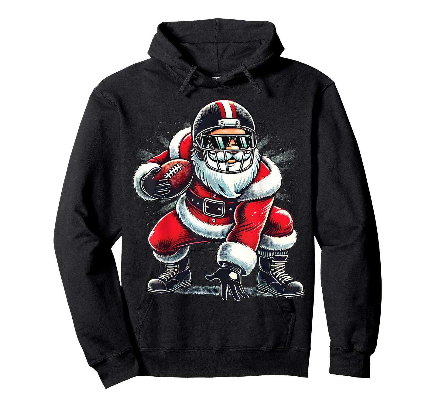 Christmas Santa Claus Football Lineman Quarterback Boys Kids T-Shirt