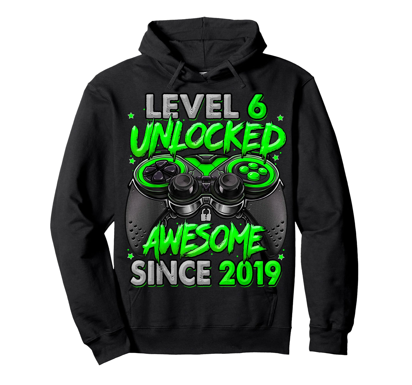 Level 6 Unlocked Awesome Since 2019 6th Birthday Gaming T-Shirt