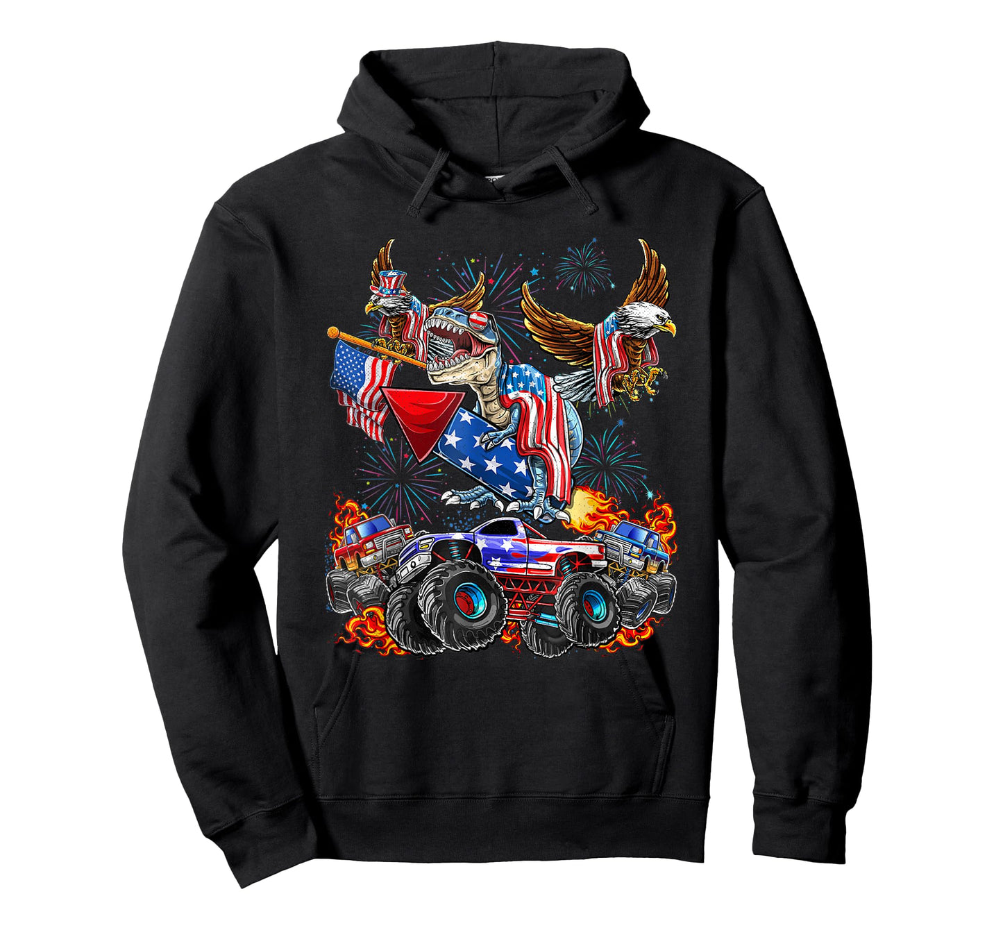 Eagle Monster Truck Dinosaur July 4th America Patriotic USA T-Shirt