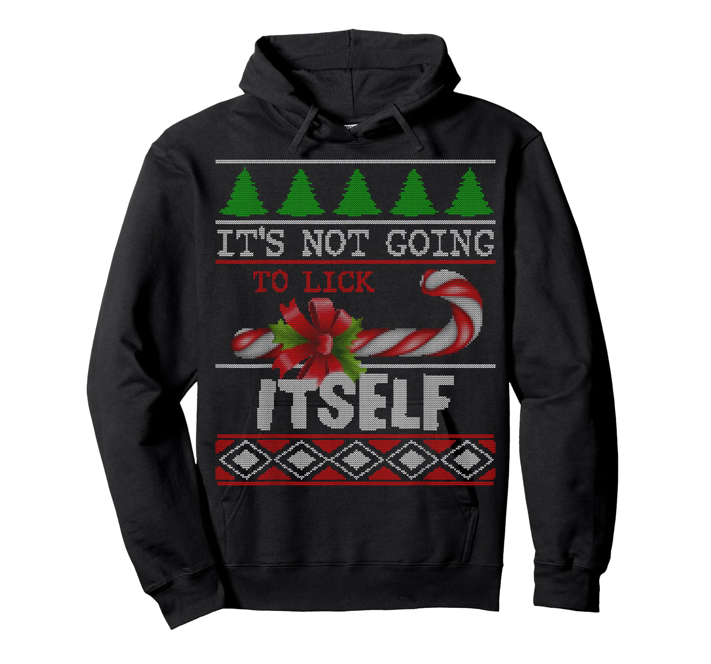 Funny Candy Cane Naughty Ugly Sweater Humor Christmas T-Shirt