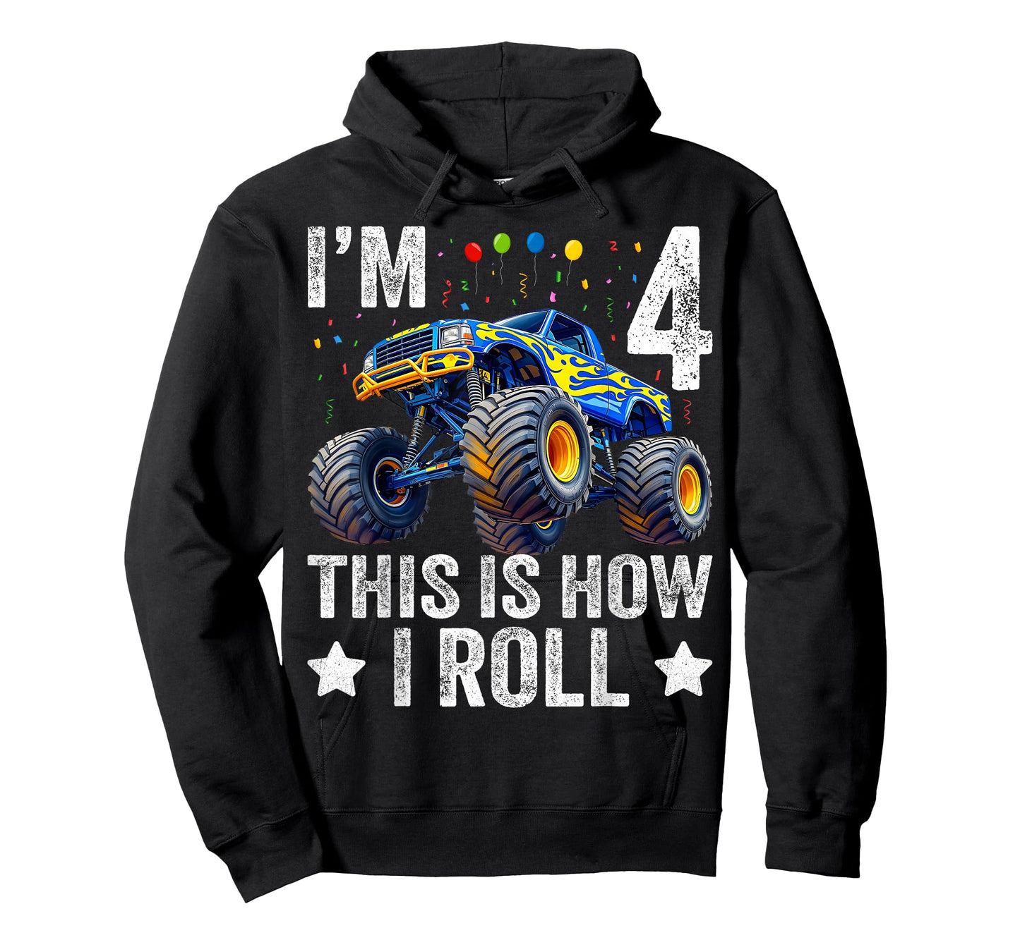 I'm 4 This is how I roll Monster Truck 4th Birthday Boys T-Shirt
