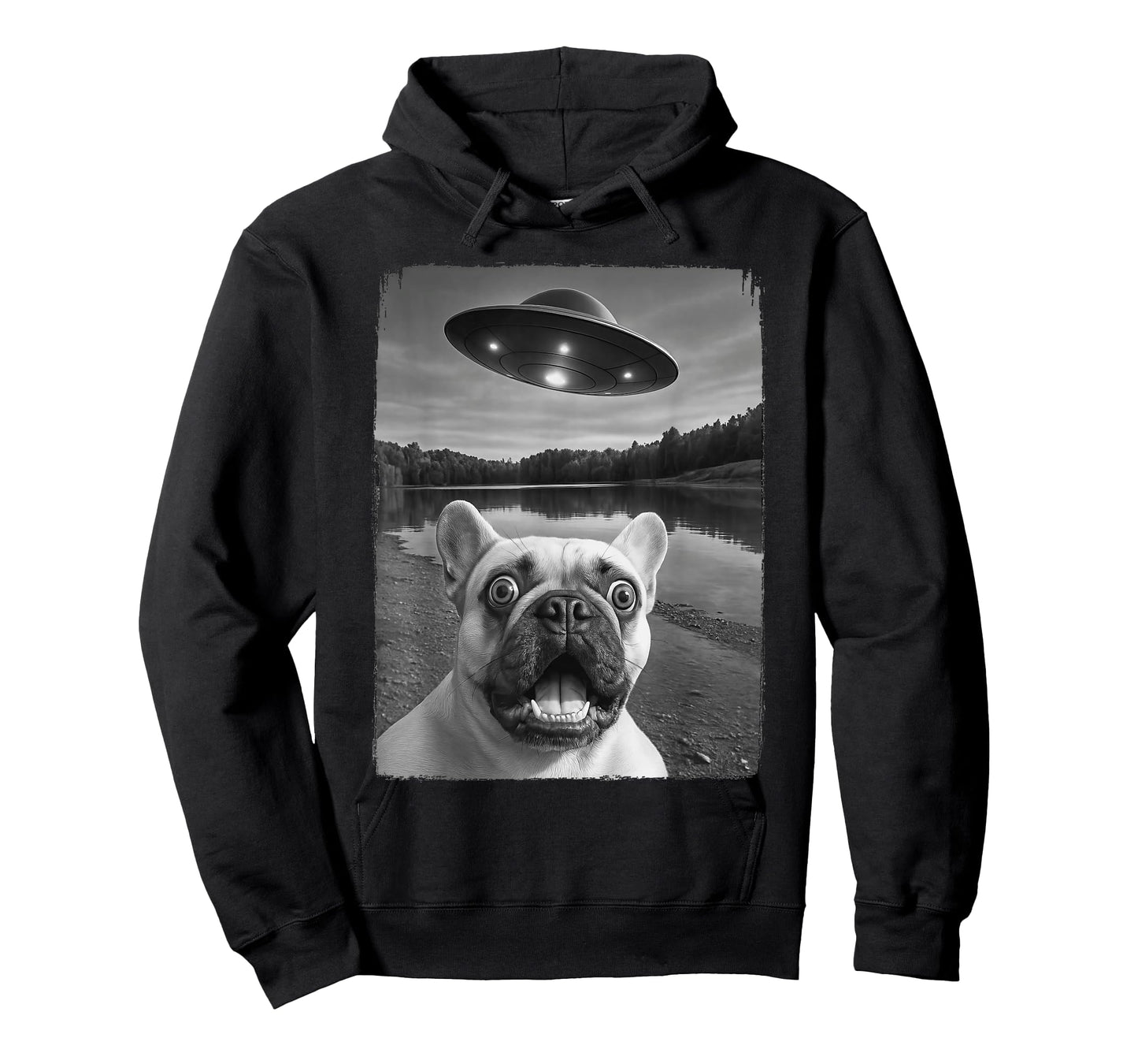 French Dog UFO Selfie Funny Frenchie T-Shirt
