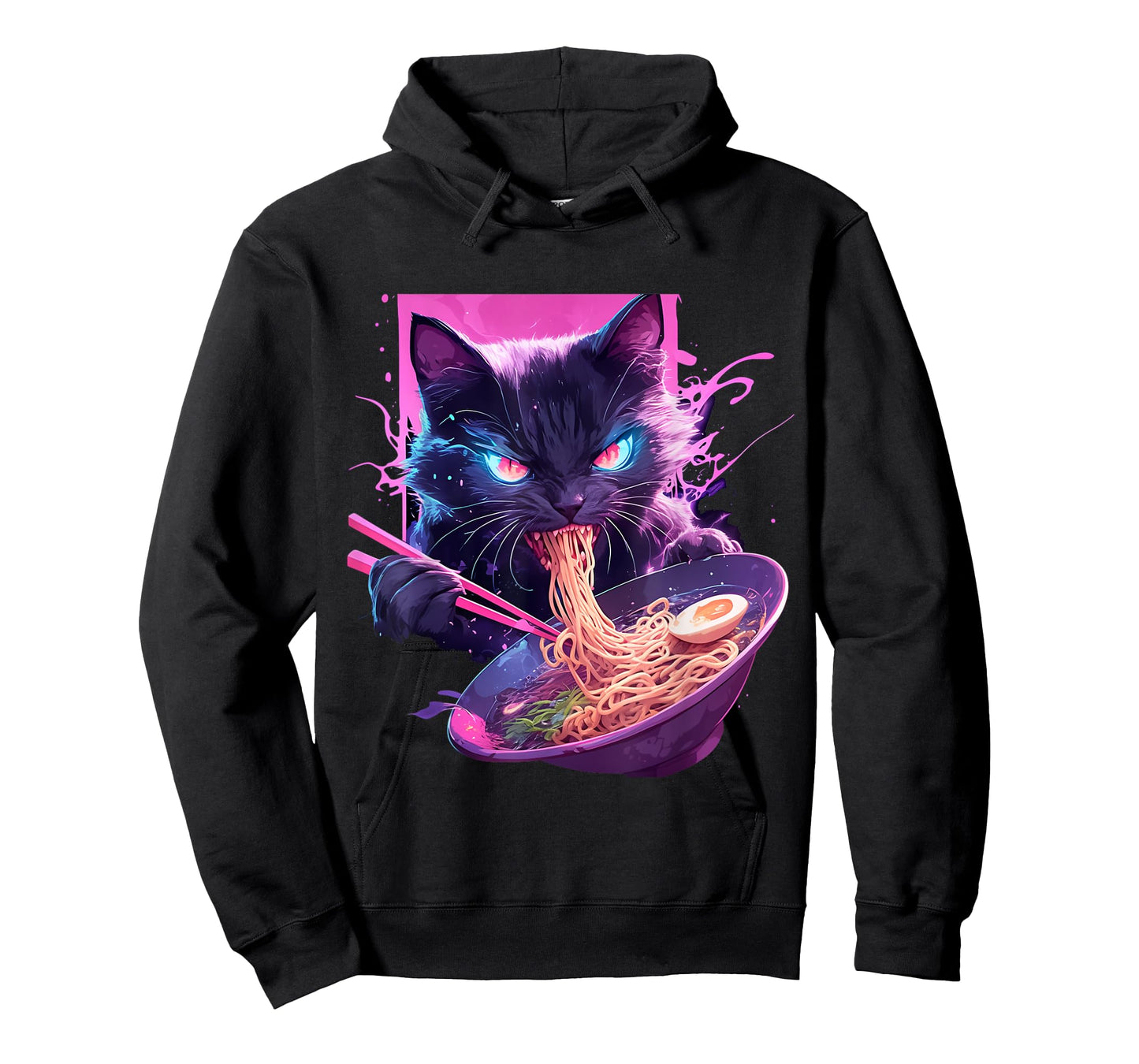 Japanese Art Ramen Cat Ninja Synthwave Style Samurai Cat T-Shirt