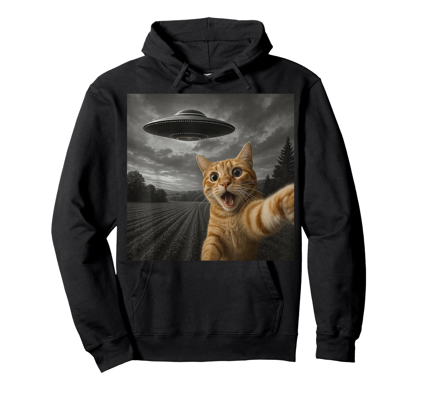 Cat Selfie With Alien UFO Funny Cat Gifts For Men Women Kid T-Shirt