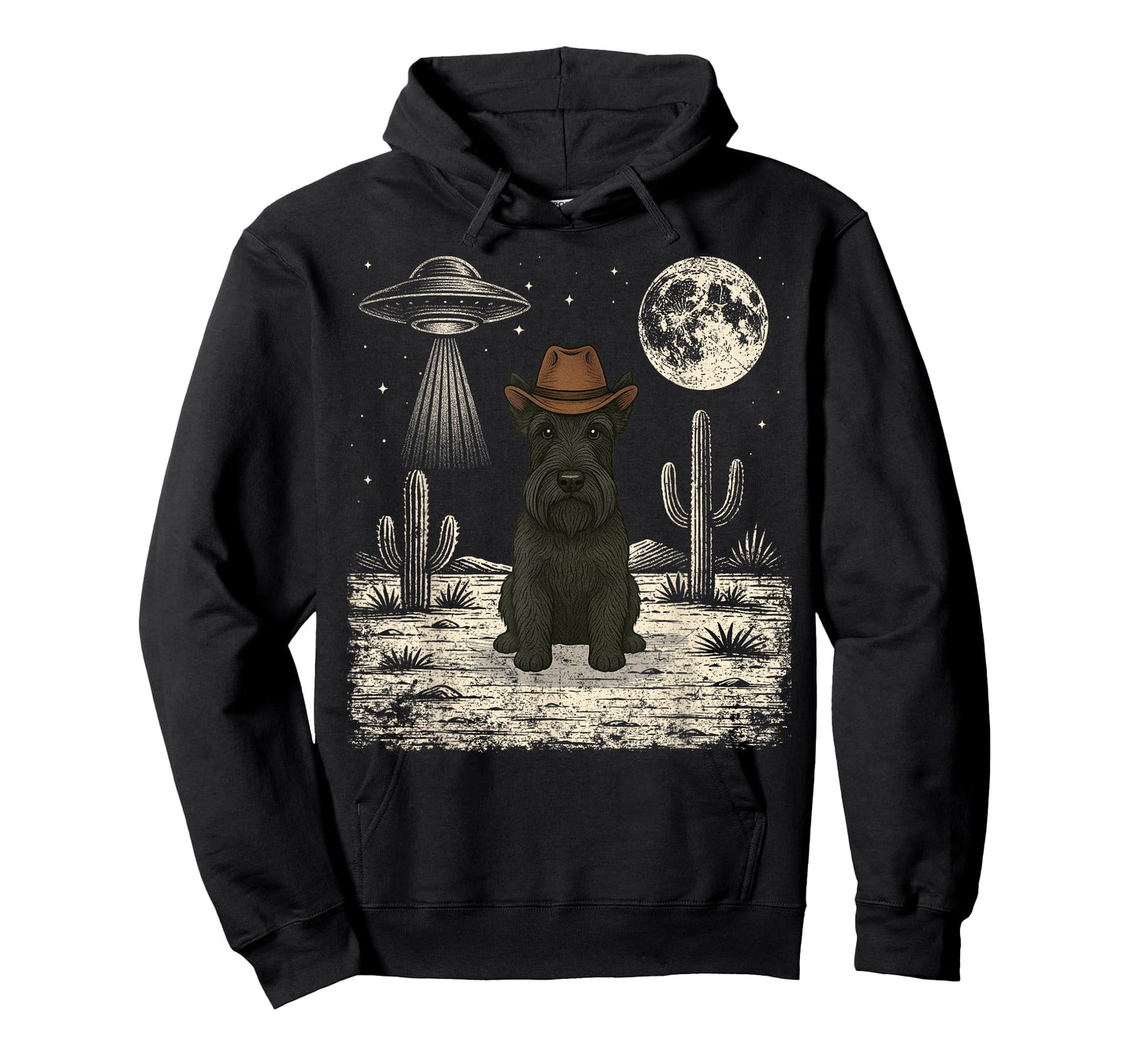 Funny Scottish Terrier Cowboy Western Scottie Dog UFO T-Shirt