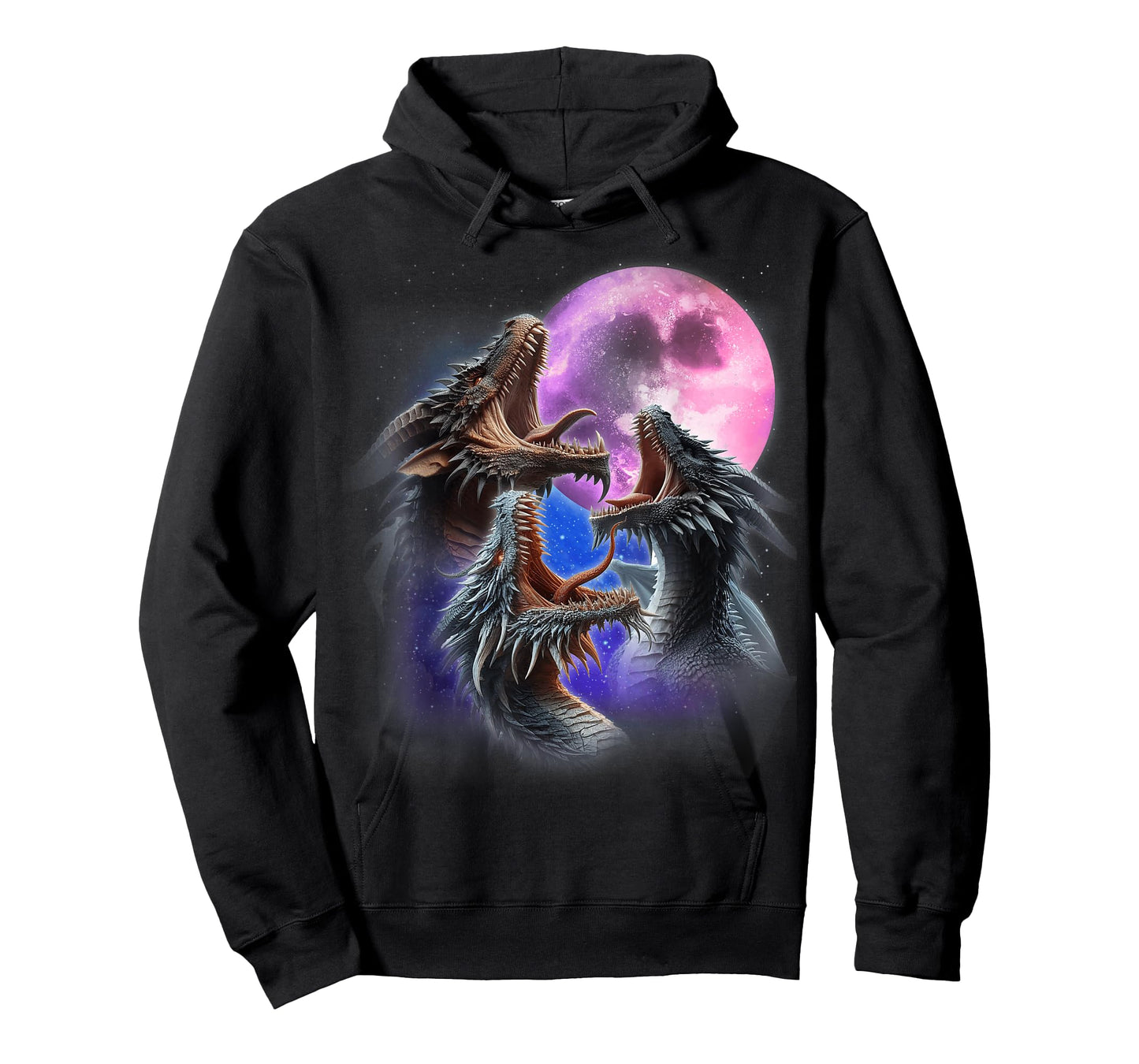 3 Dragons Howling At The Moon Funny Fantasy Dragon Lover T-Shirt