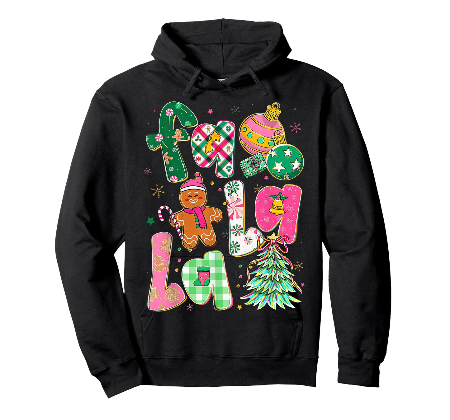 Colorful Falala Christmas Tree Preppy Holiday Design T-Shirt
