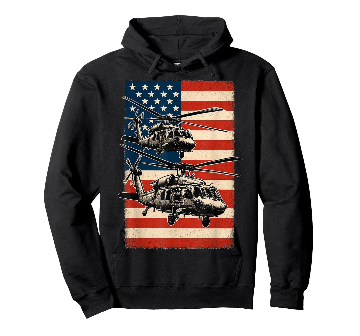 UH-60 Black Hawk Helicopter USA American Flag United States T-Shirt