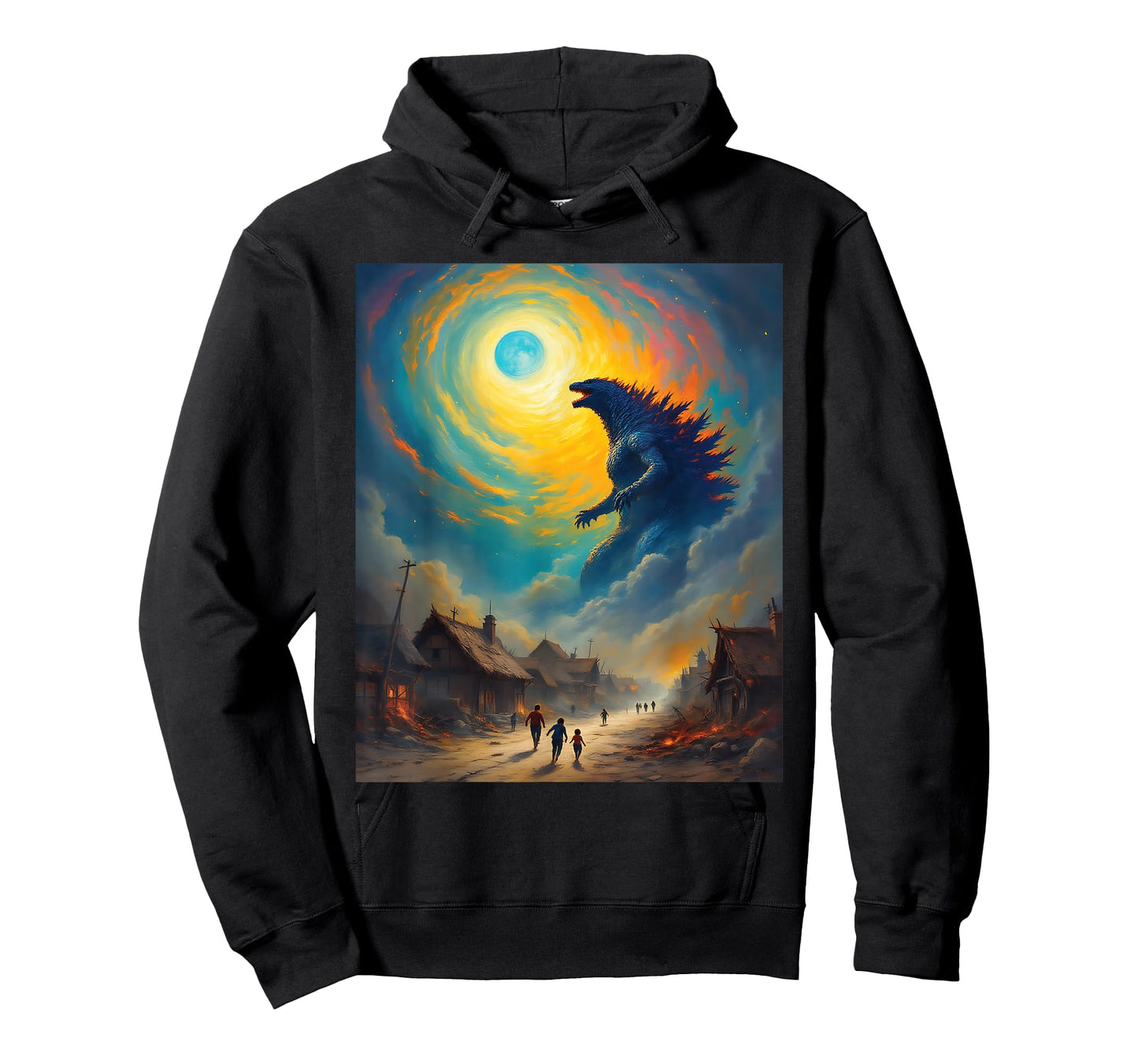 Sci-Fi Kaiju Monster Van Gogh Starry Night Graphic T-Shirt