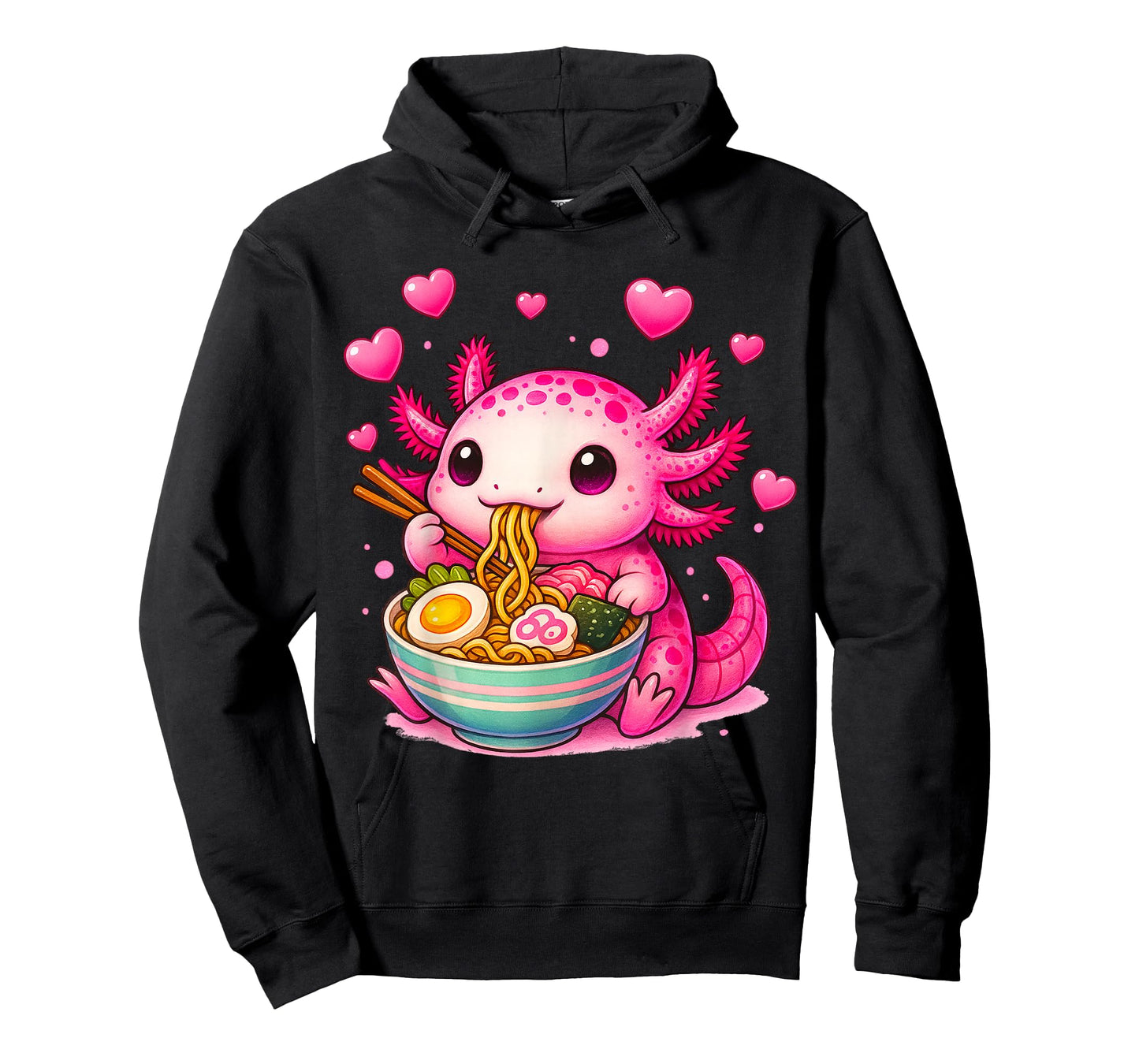Cute Axolotl Ramen Anime Graphic Tees Kawaii Teen Girls Kids T-Shirt