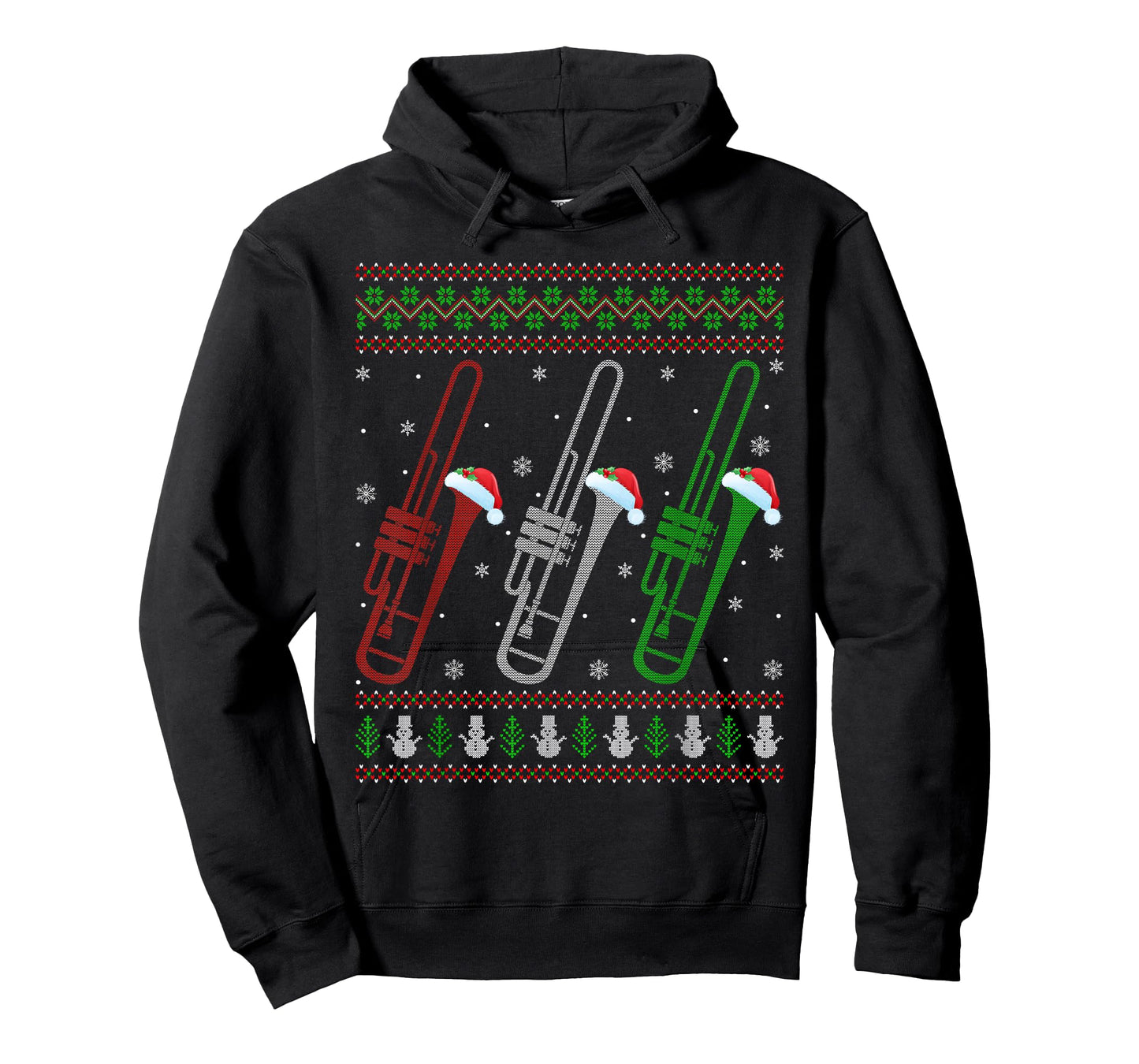 Trombone Ugly Christmas Sweaters Marching Jazz Band Music T-Shirt