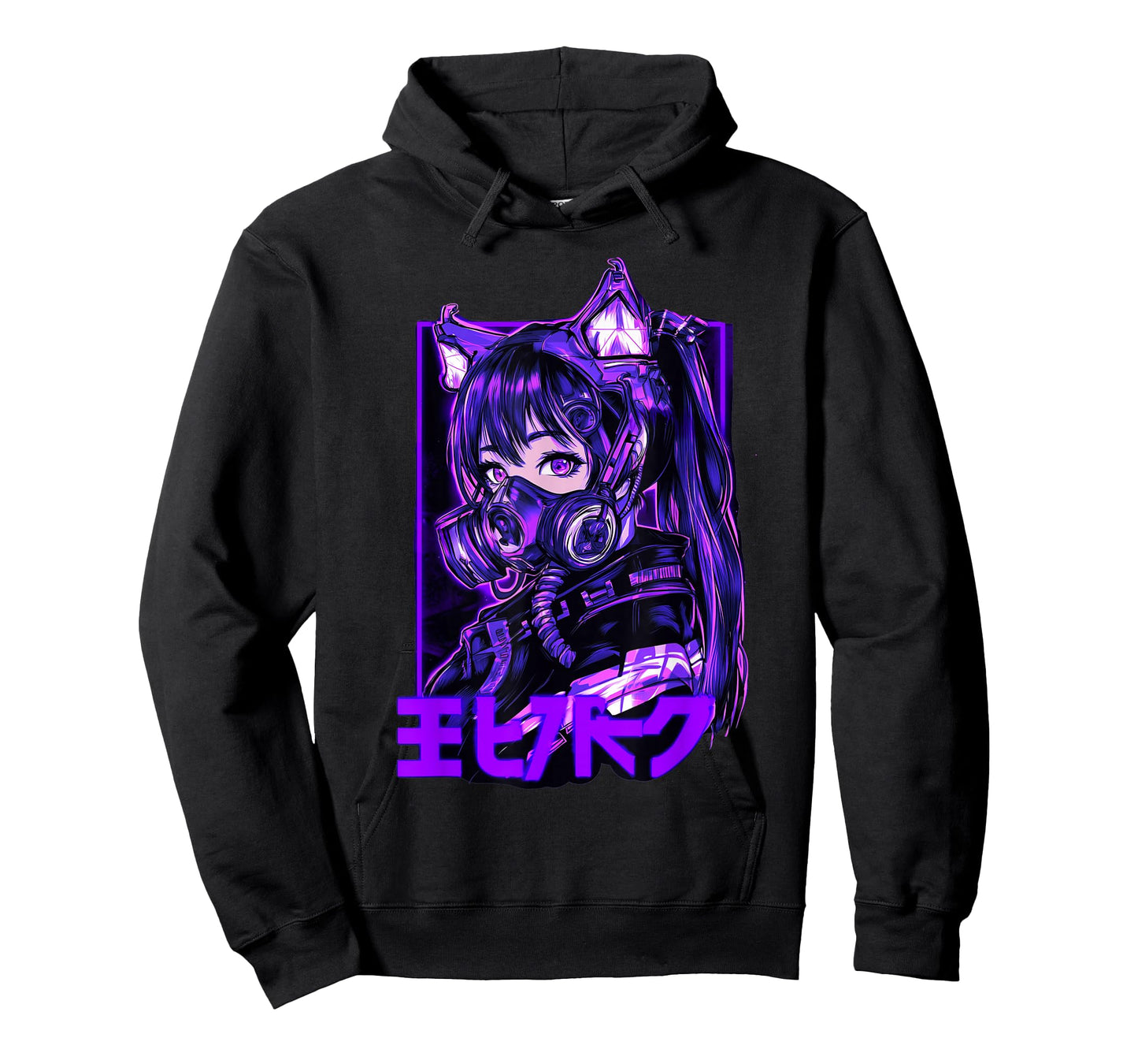 Futuristic Anime Catgirl Warrior Mask Cyberpunk Look T-Shirt