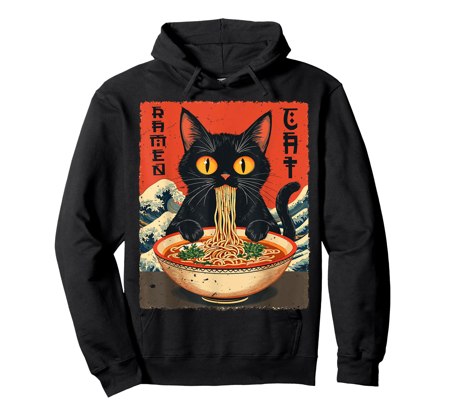 Cat Eating Ramen Noodles Japanese Kawaii Anime T-Shirt