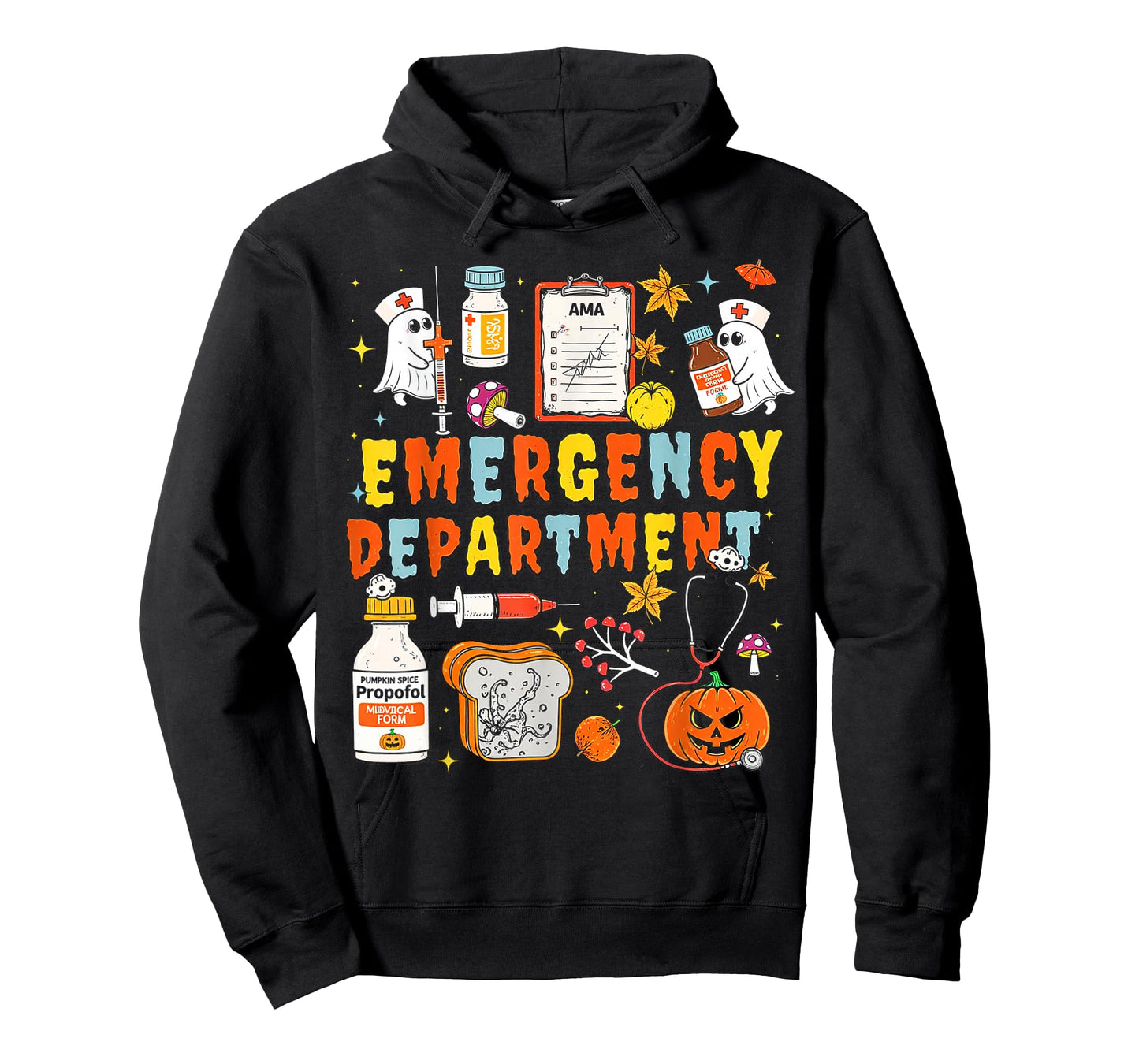 Spooky Emergency Department Funny Nurse Cute Ghost Halloween T-Shirt