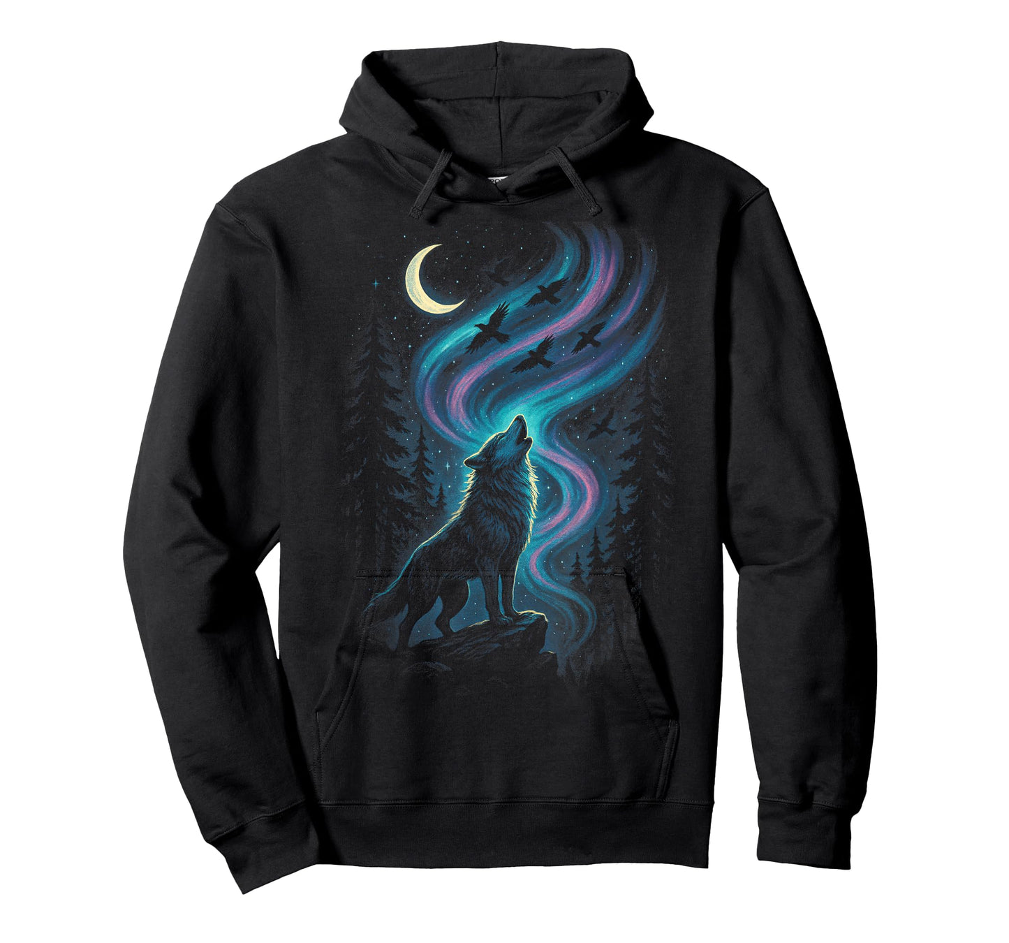 Wolf Aurora Nature Howling Wilderness Night T-Shirt