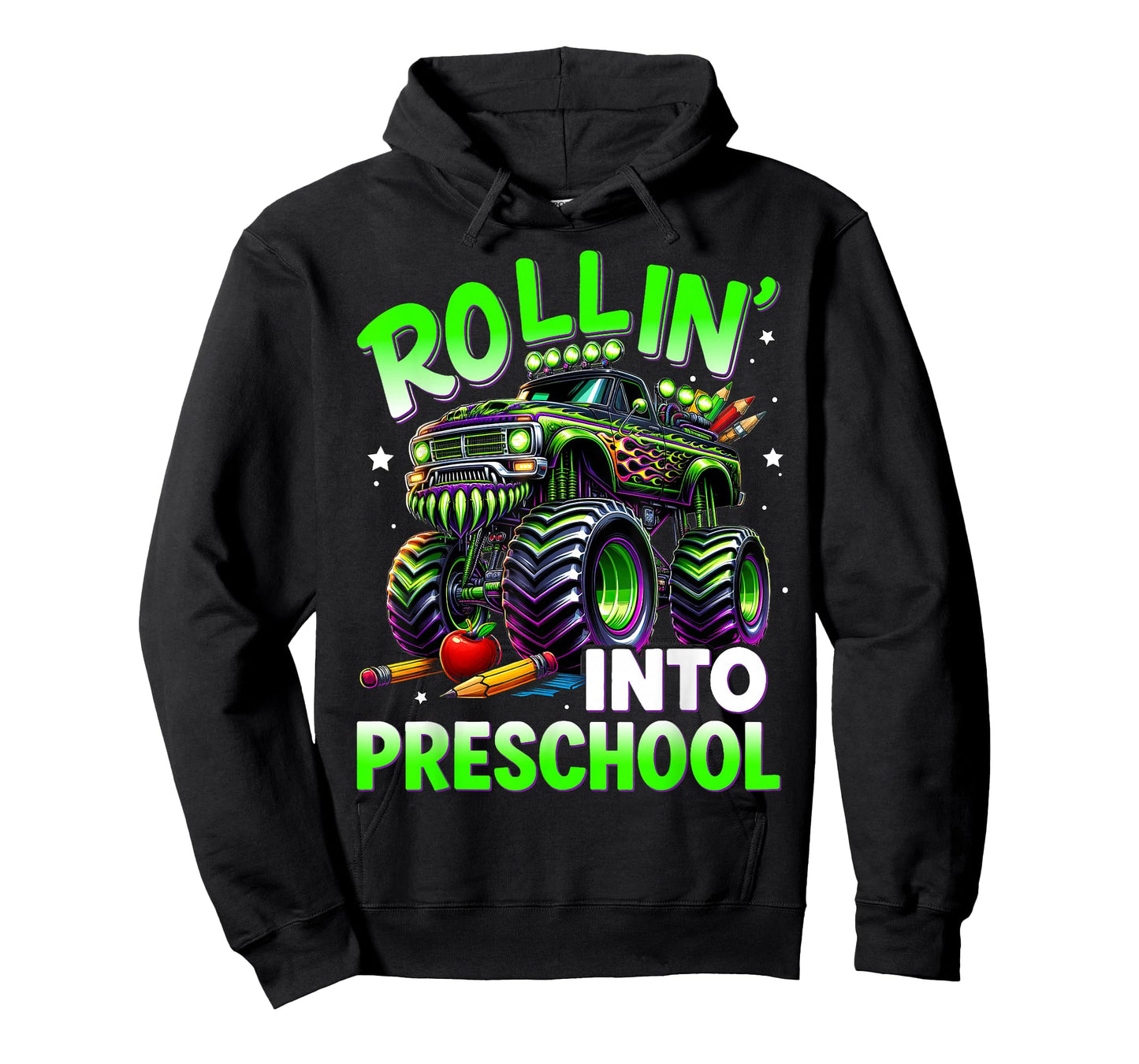 Rollin' Into Preschool Monster Truck Back to School Boys T-Shirt