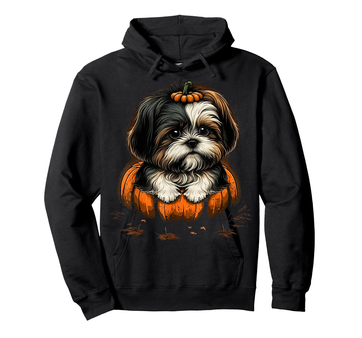 Pumpkin Shih Tzu costume on Shih Tzu Halloween T-Shirt