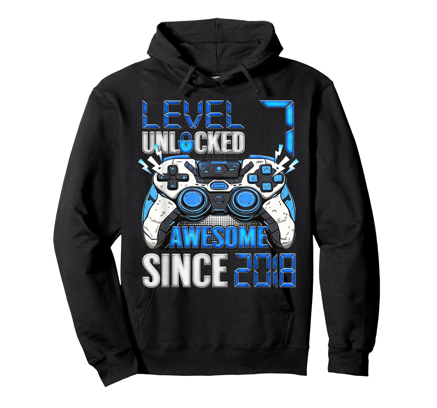 Level 7 Unlocked Awesome Since 2018 7th Birthday Boy T-Shirt