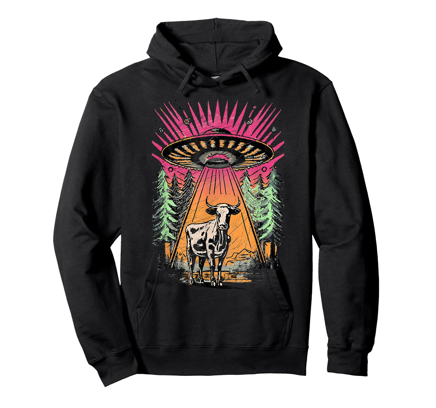 UFO Cow Abduction Funny Vintage Retro Alien Paranormal T-Shirt
