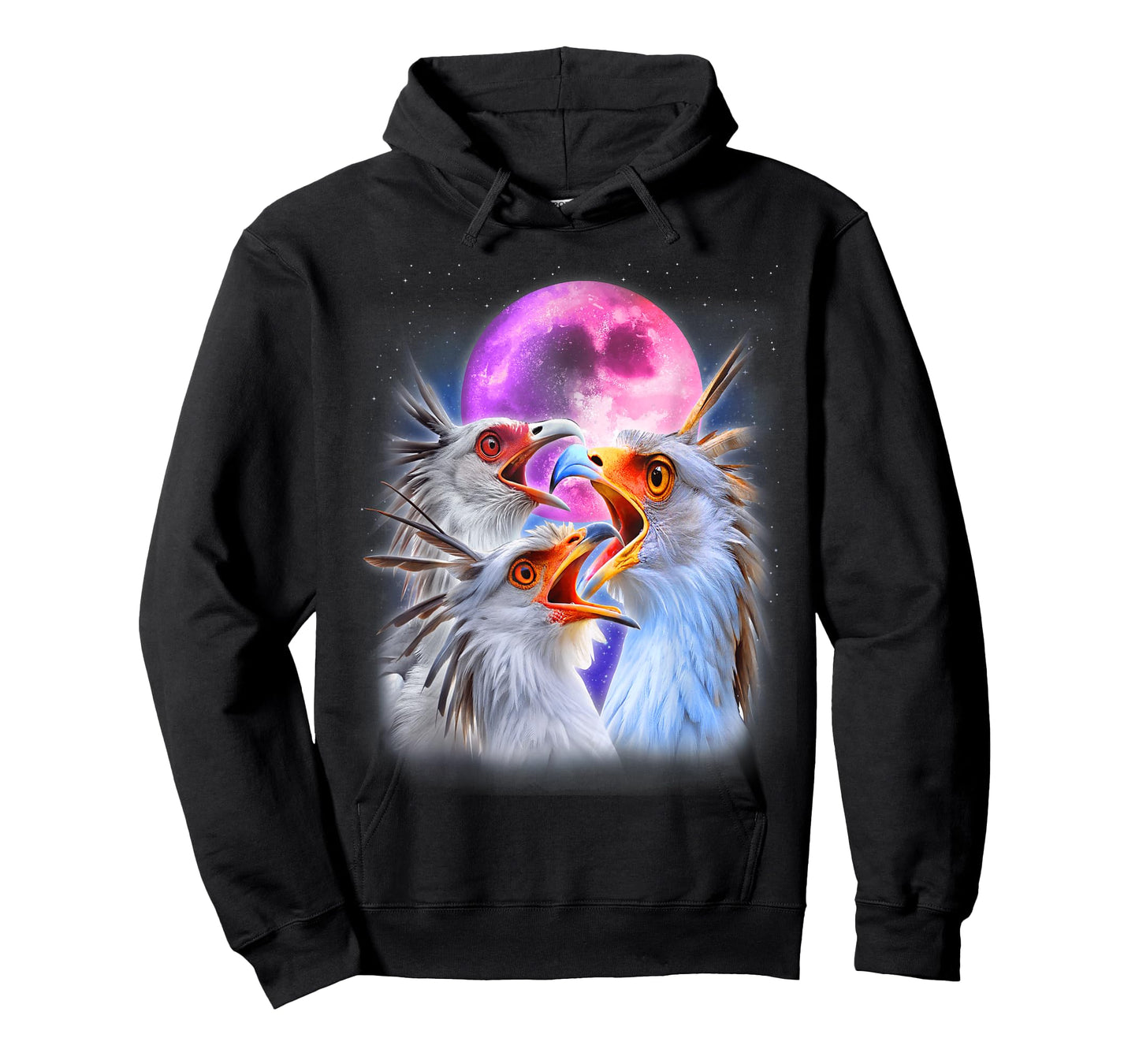 3 Secretary Bird Howling At The Moon Funny Bird Lover Birder T-Shirt