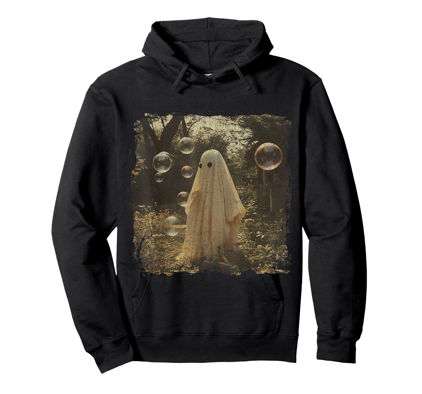 Cute Vintage Ghost in Forest with Bubbles Aesthetic T-Shirt