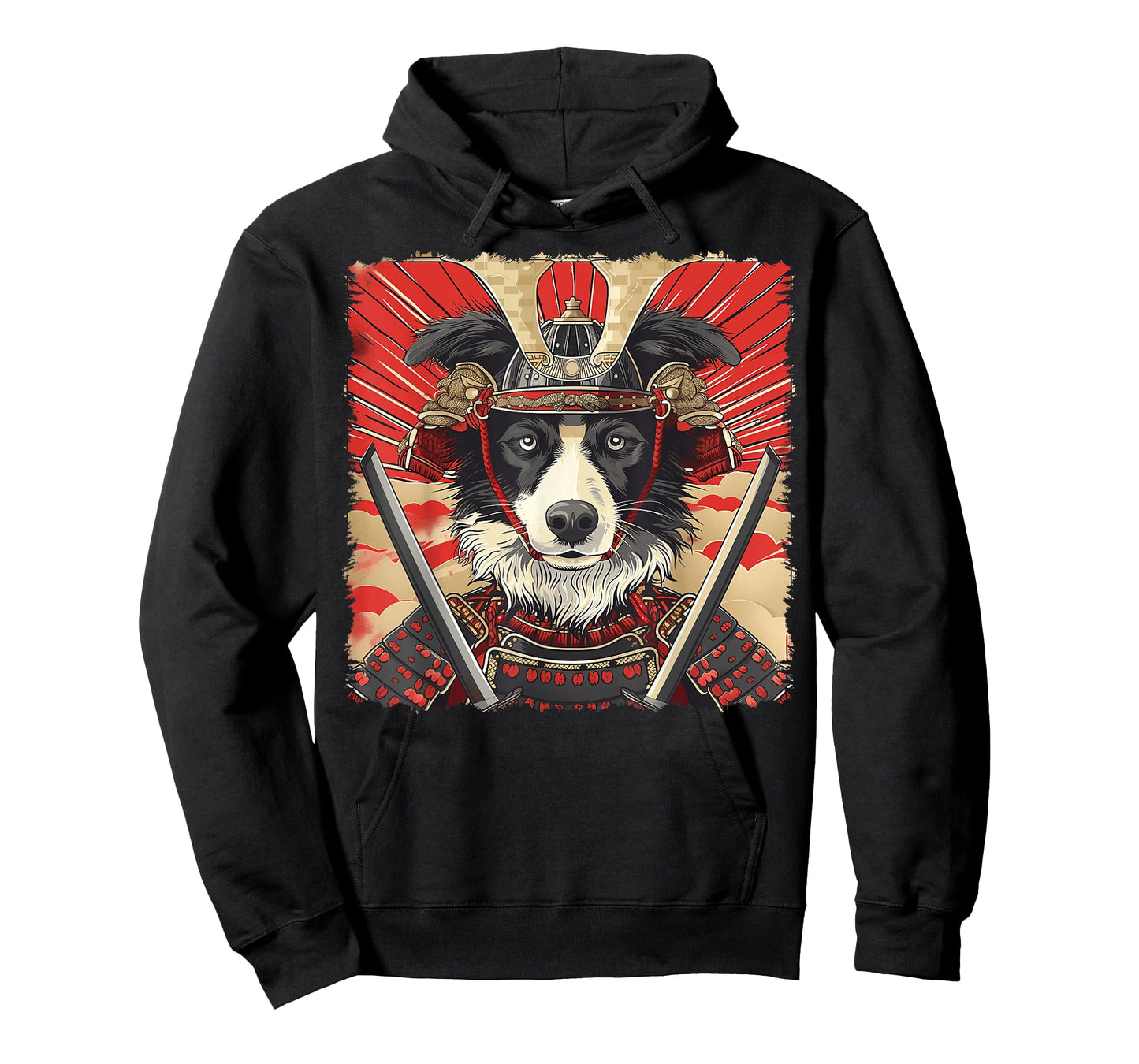Border Collie Dog Japanese Art Samurai Ukiyo-e Vintage T-Shirt
