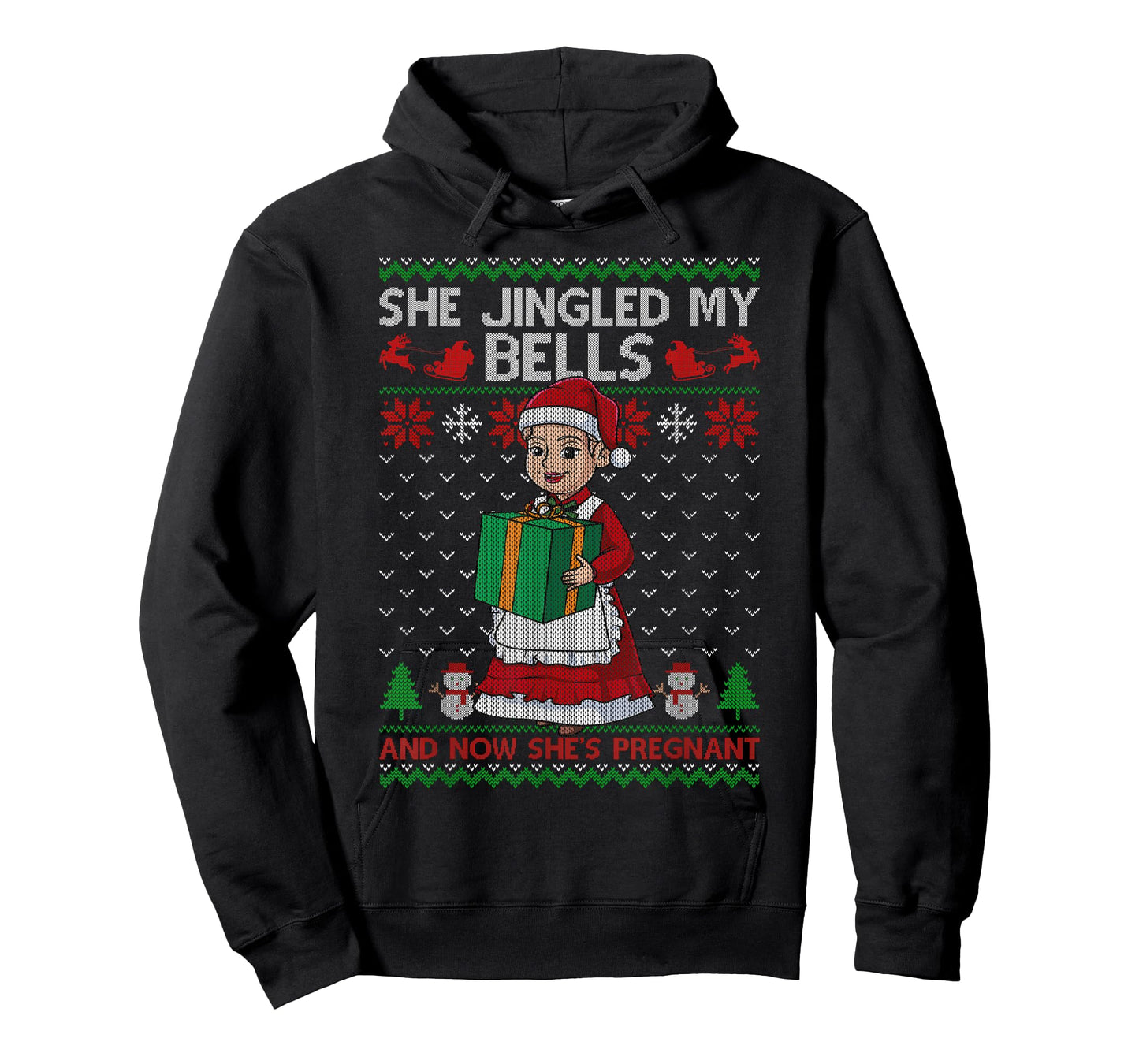 She Jingled My Bells & Now She's Pregnant Ugly Xmas Sweater T-Shirt